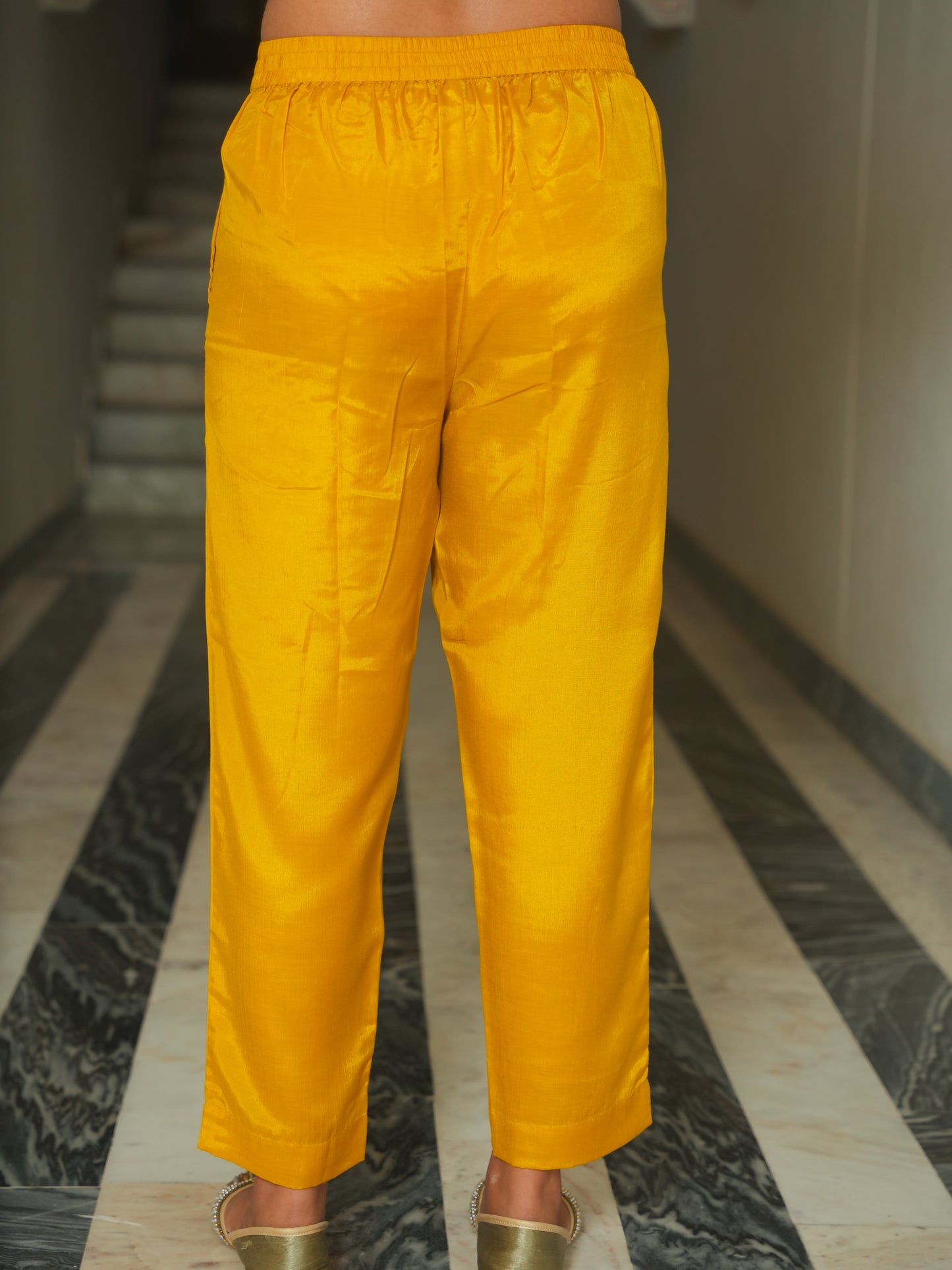 Shantoon Solid Mustard Trousers