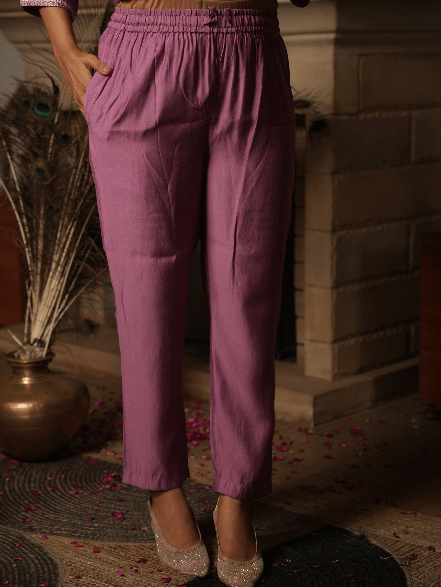 Chanderi Onion Pink Trousers