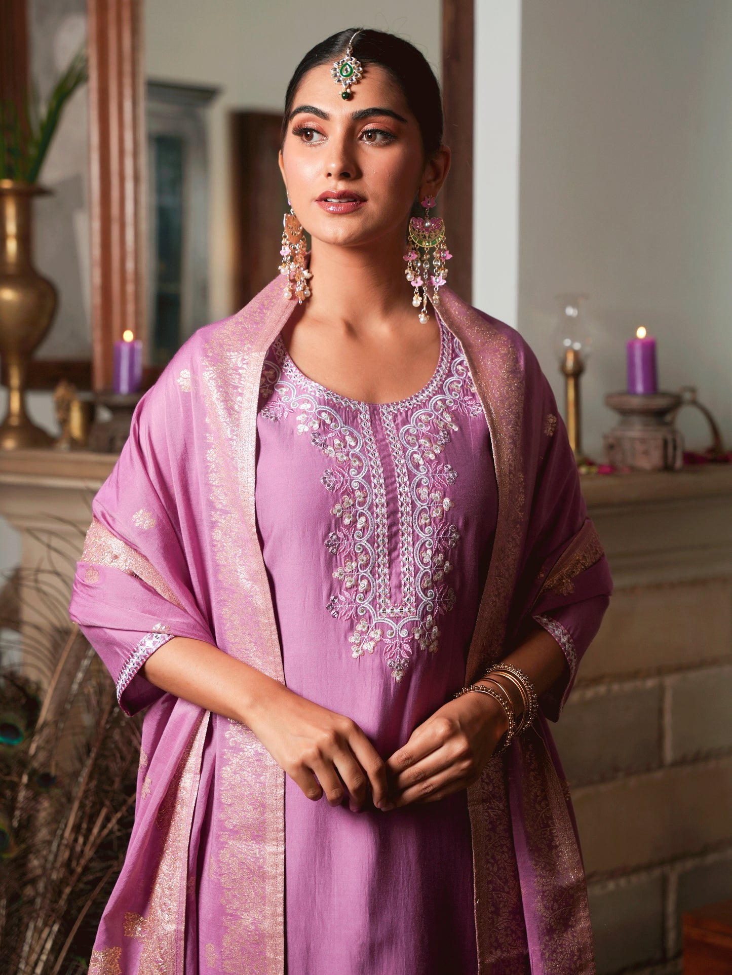 Jacquard Onion Pink Dupatta