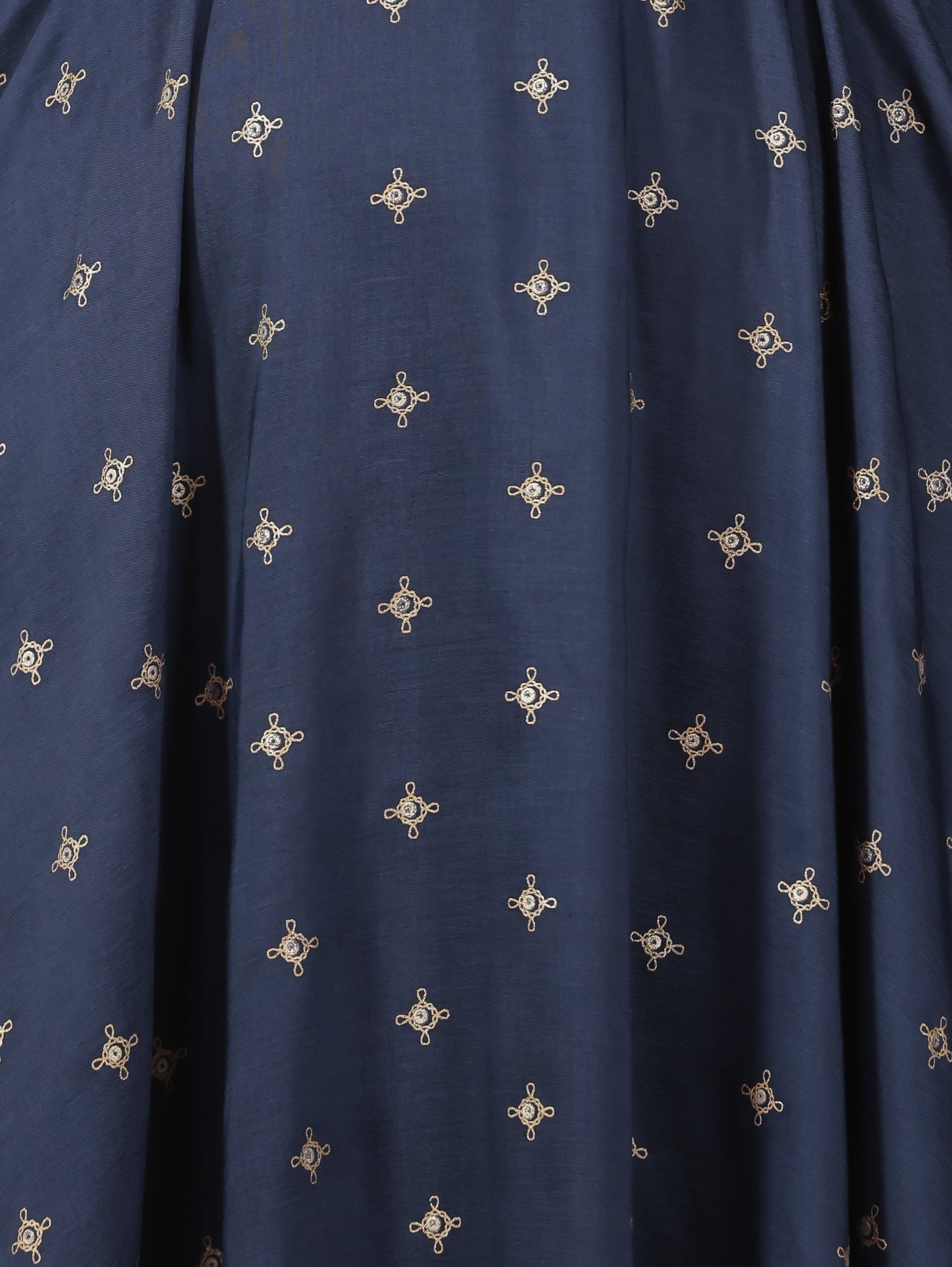 Embroidered Blended Silk Gold foil Anarkali Blue Dress