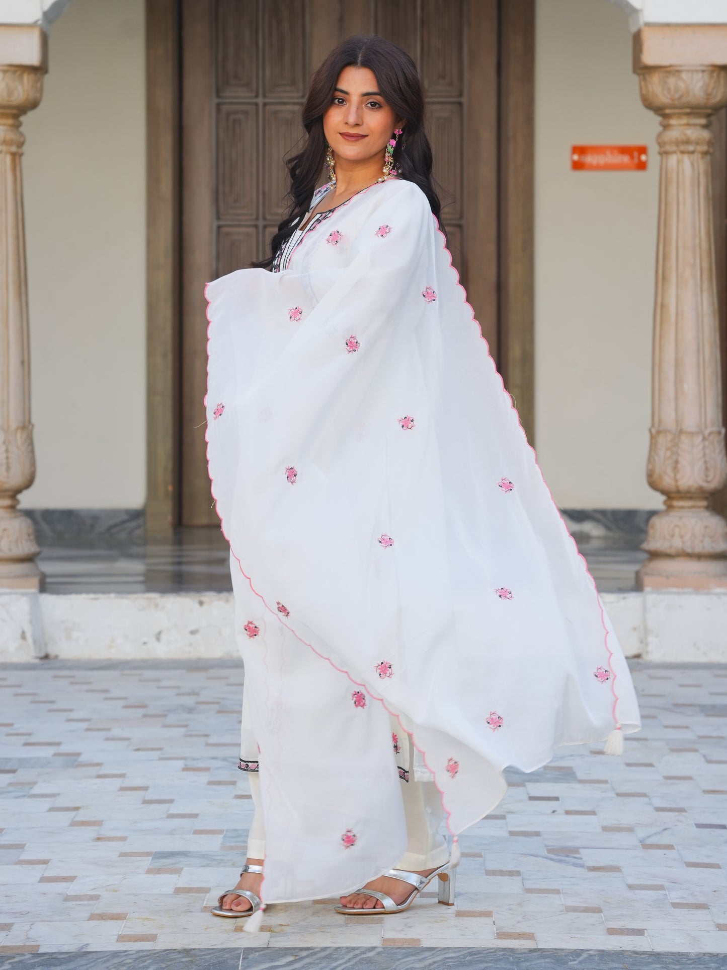 Organza Solid White Dupatta