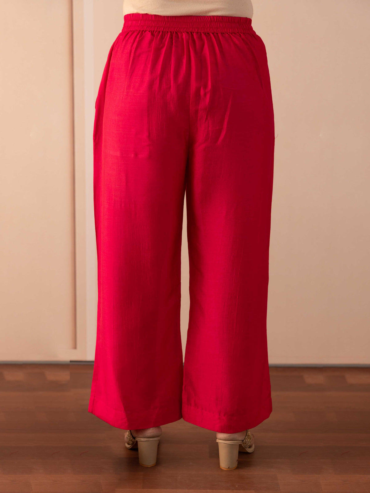 Silk Solid Dark Pink Trousers