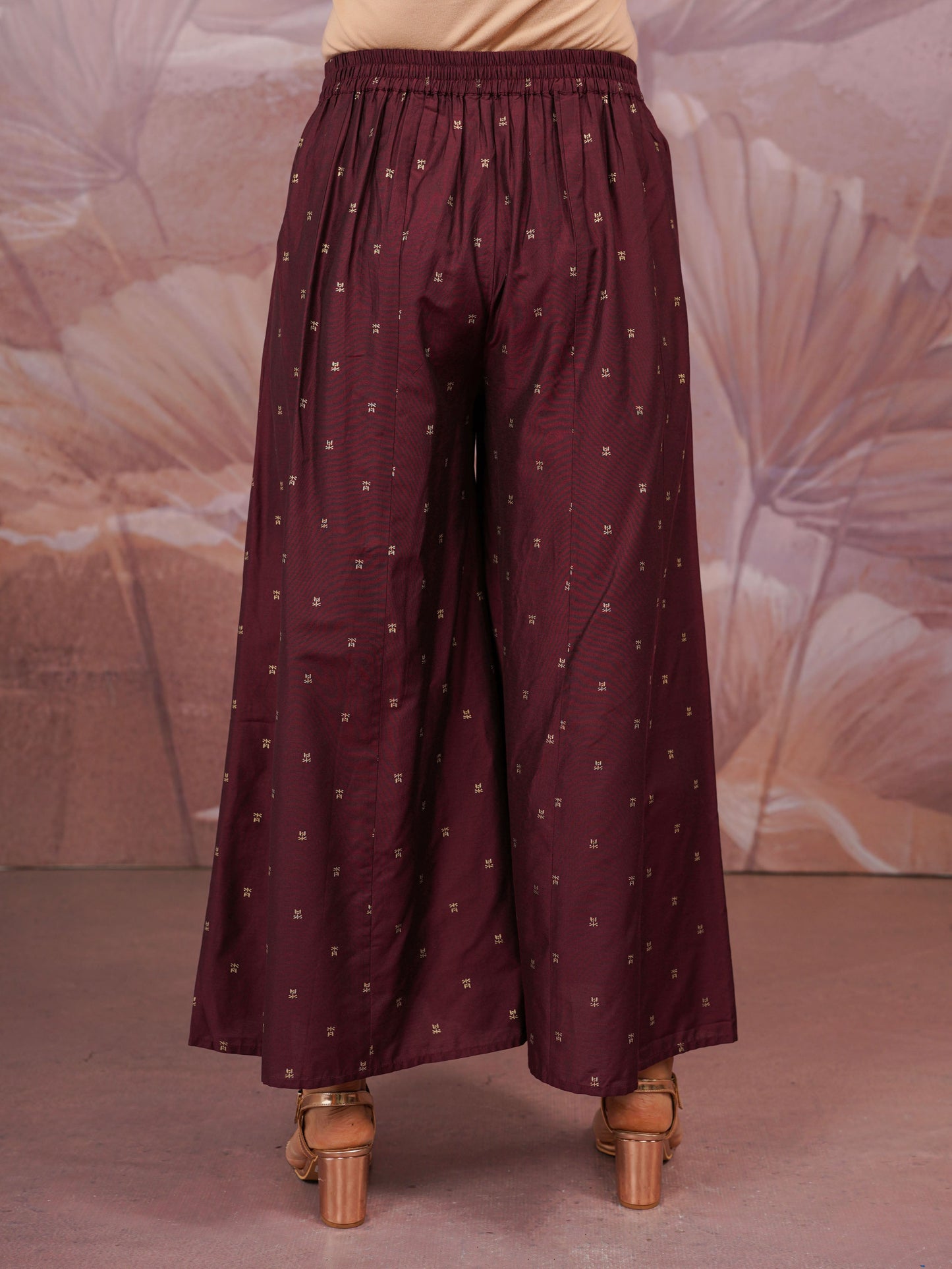 Chanderi Gold foil Maroon Palazzo