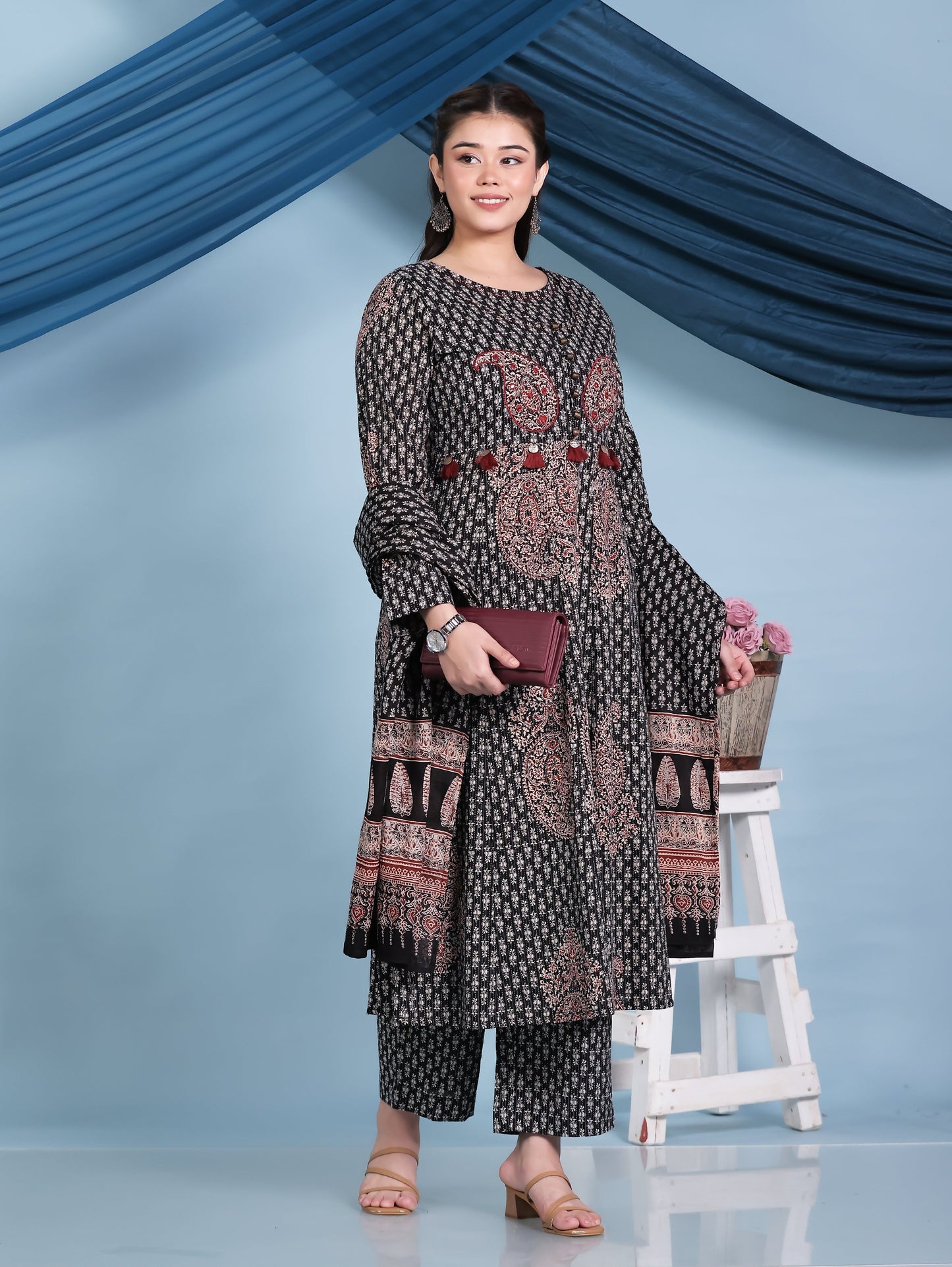 Cotton Voile Butta Black Dupatta