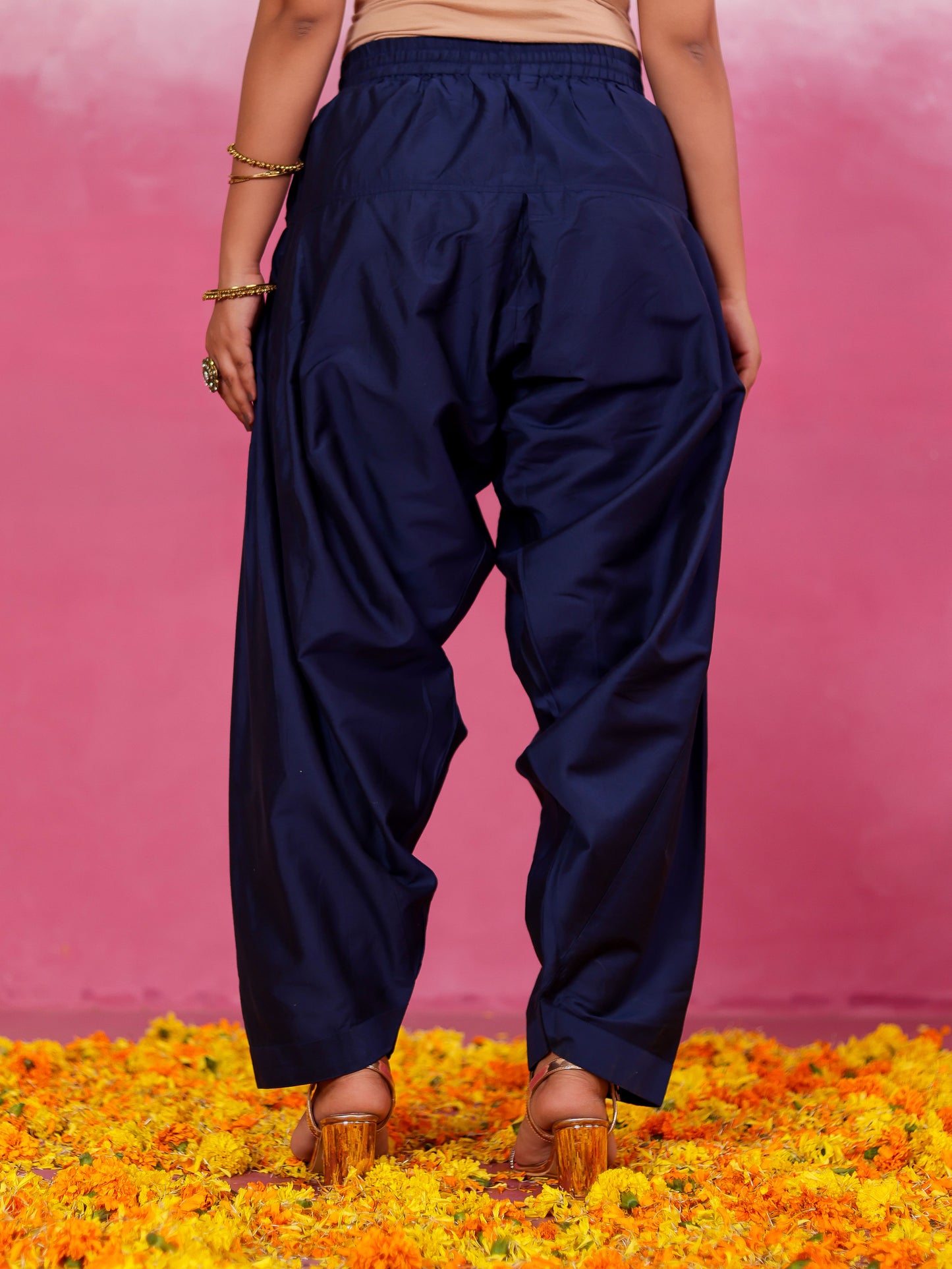 Chanderi Geometric Straight Blue Kurta