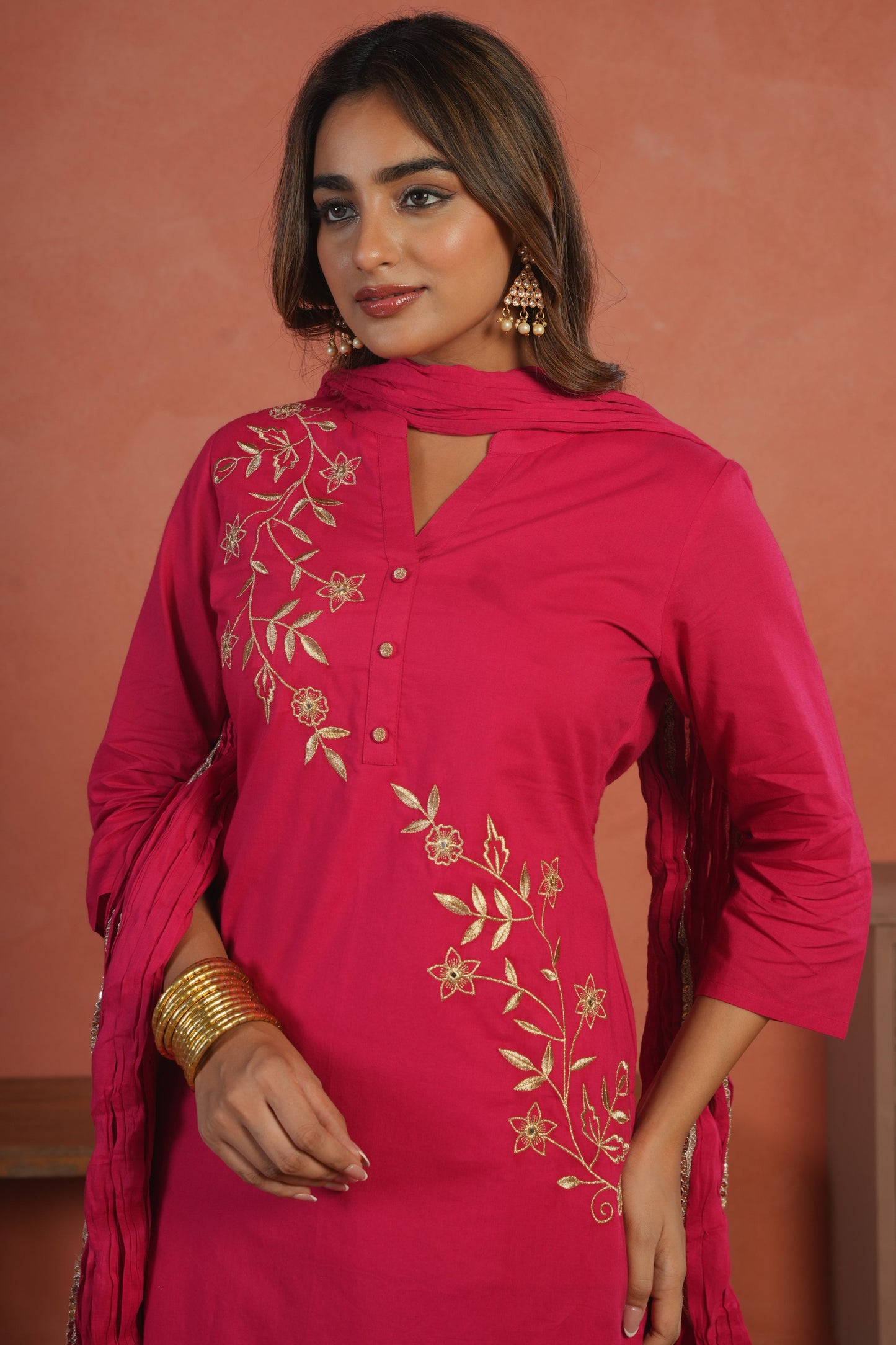 Cotton Voile Solid Pink Dupatta