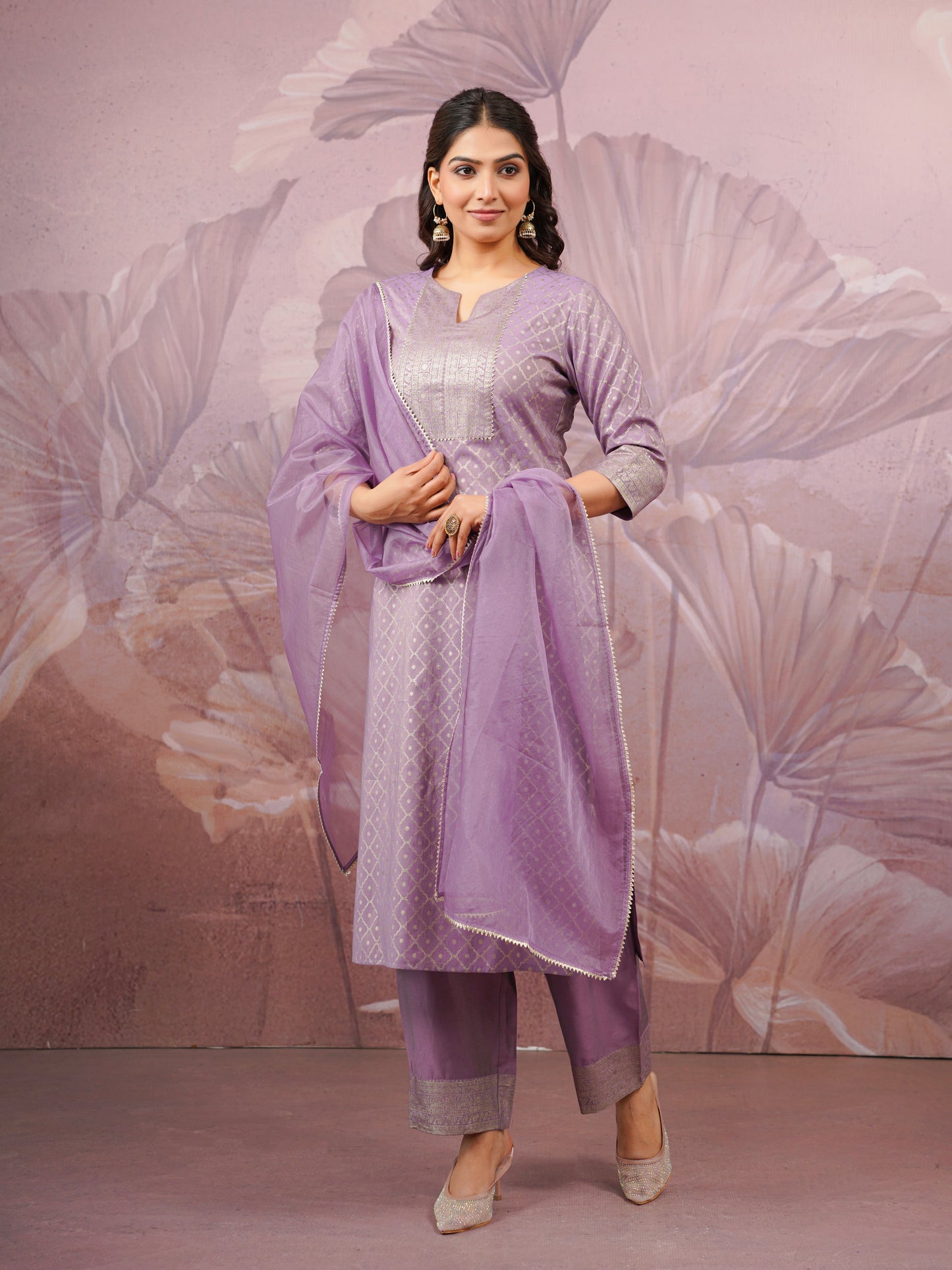 Organza Solid Lavender Dupatta