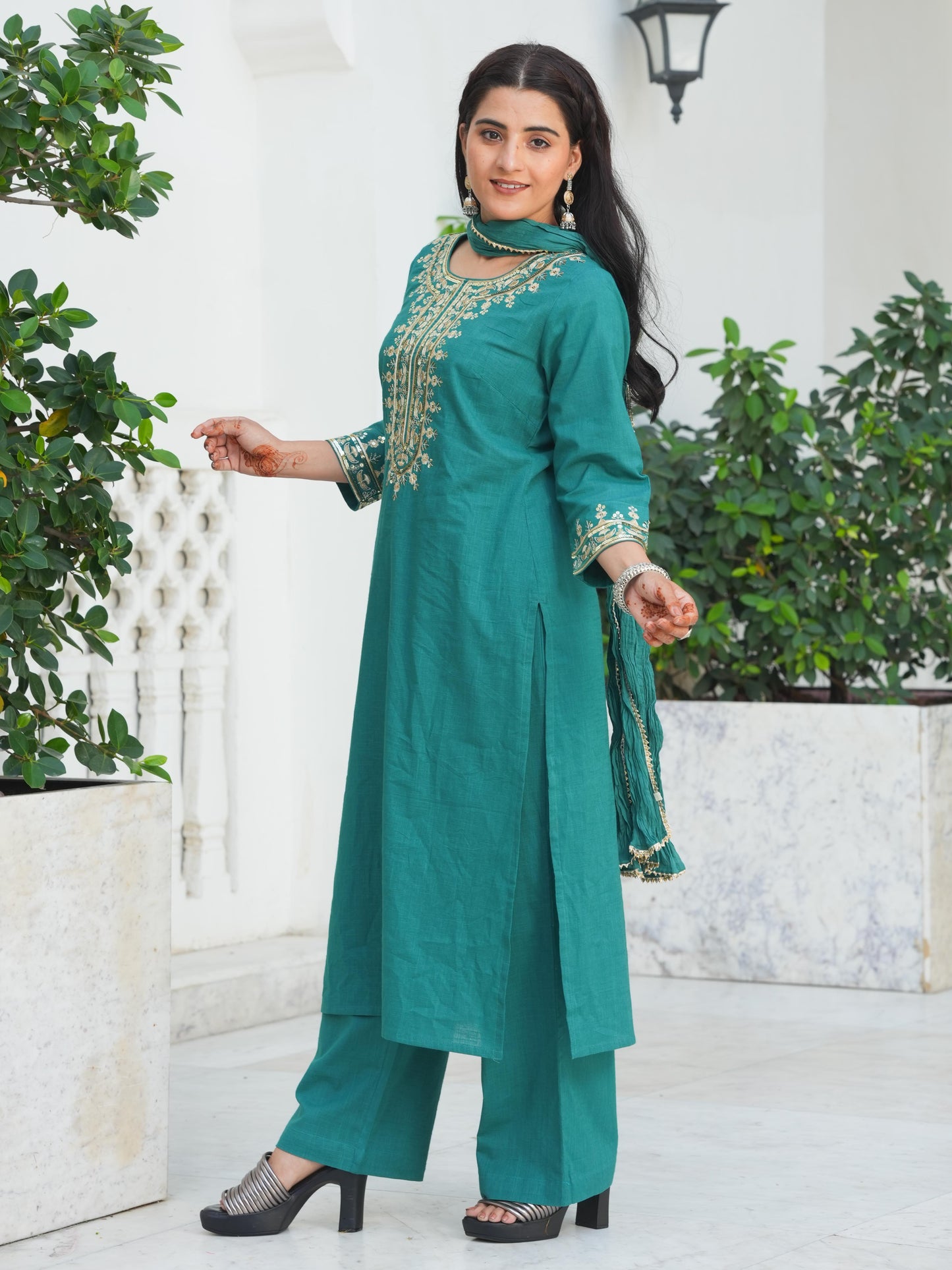 Cotton Voile Solid Blue Dupatta