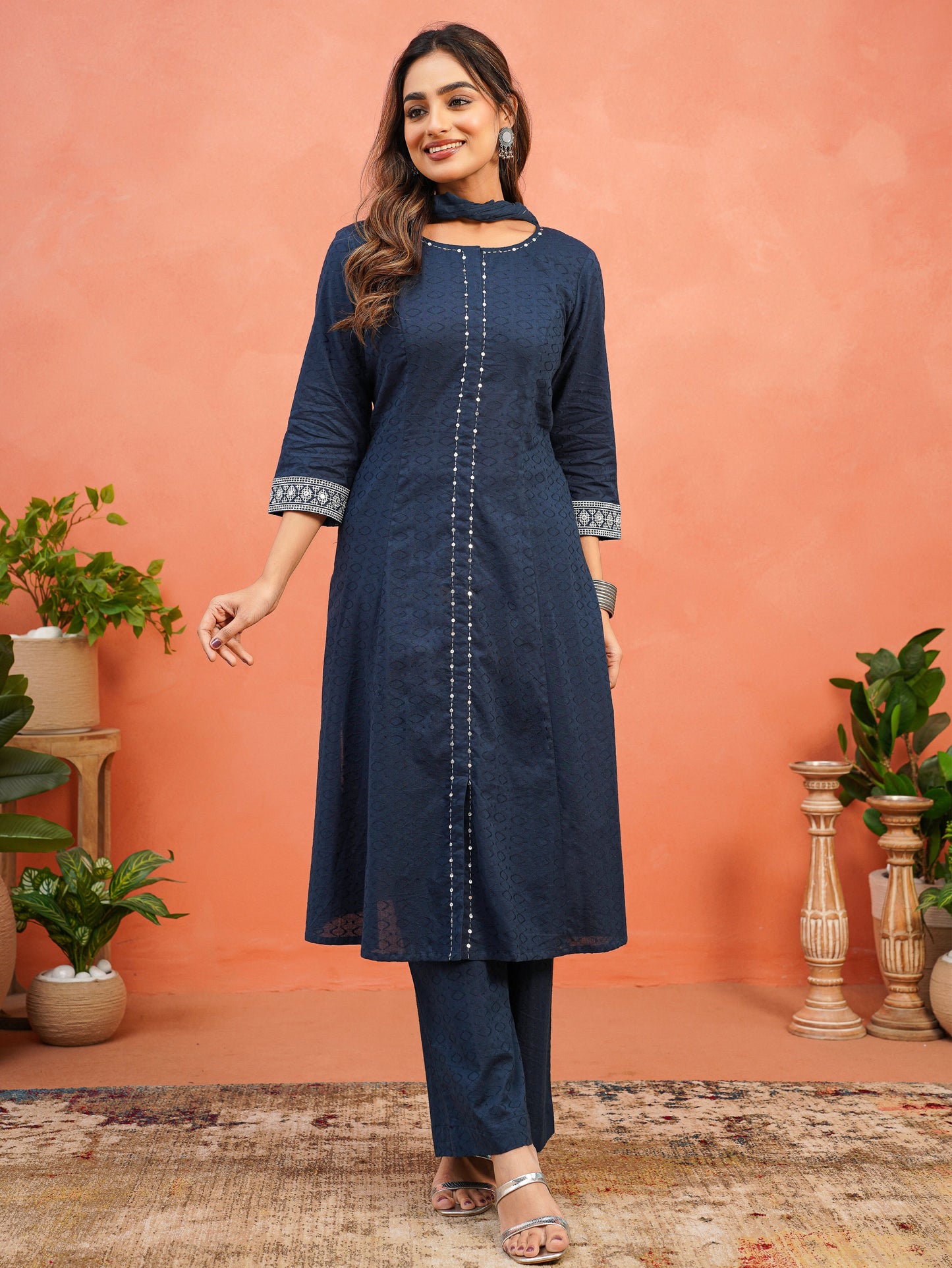 Cotton Voile Solid Blue Dupatta