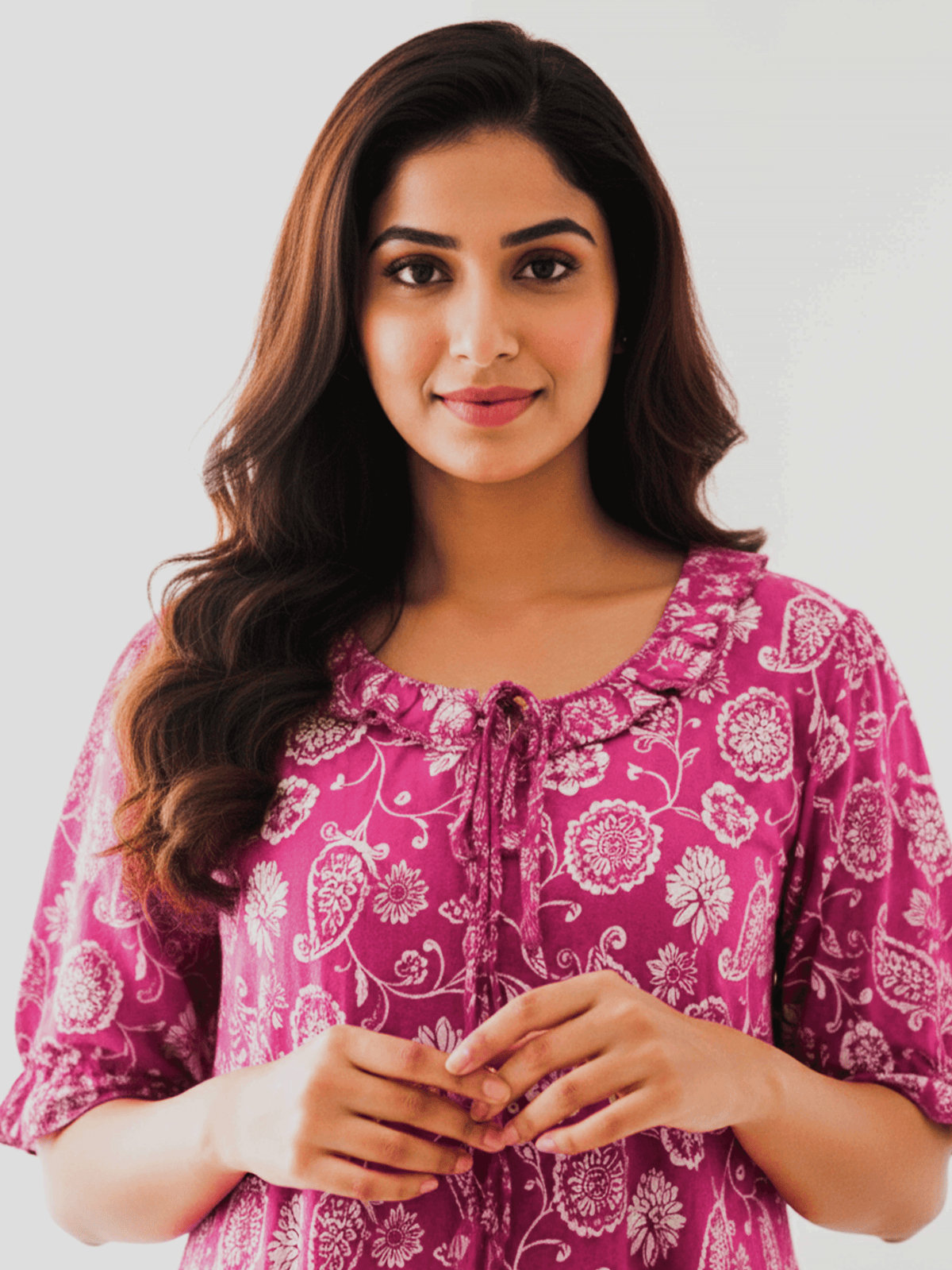 Soft Cotton Floral Pink Nighty