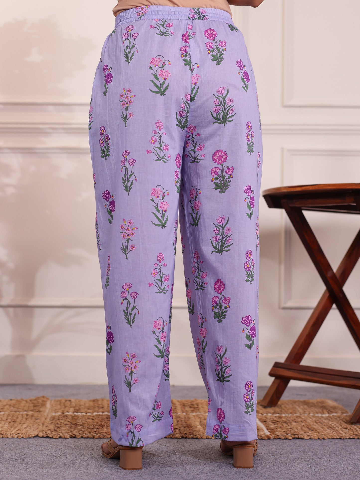 Soft Cotton Butta Lavender Trousers