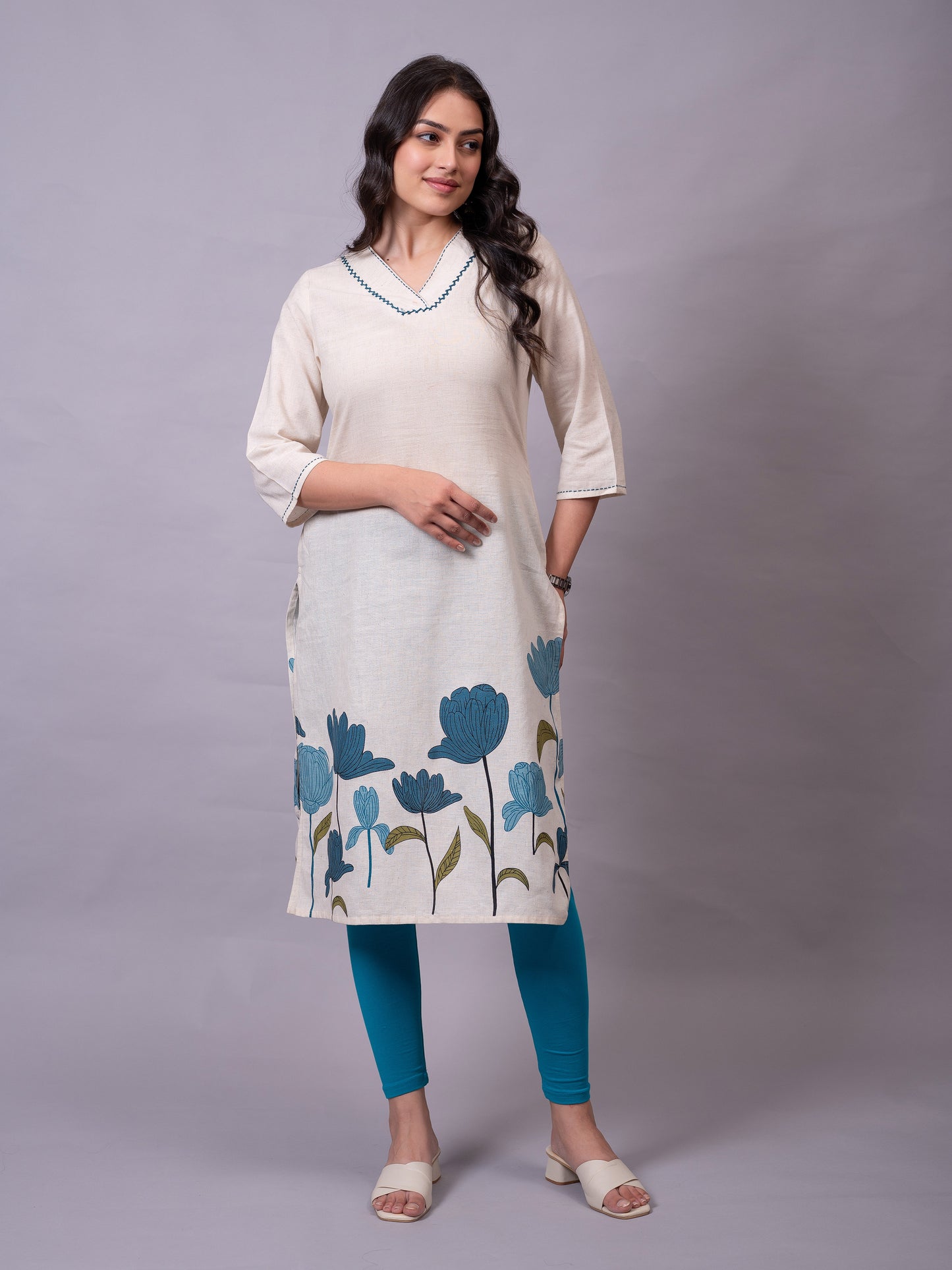 Knit Solid Turquoise Leggings