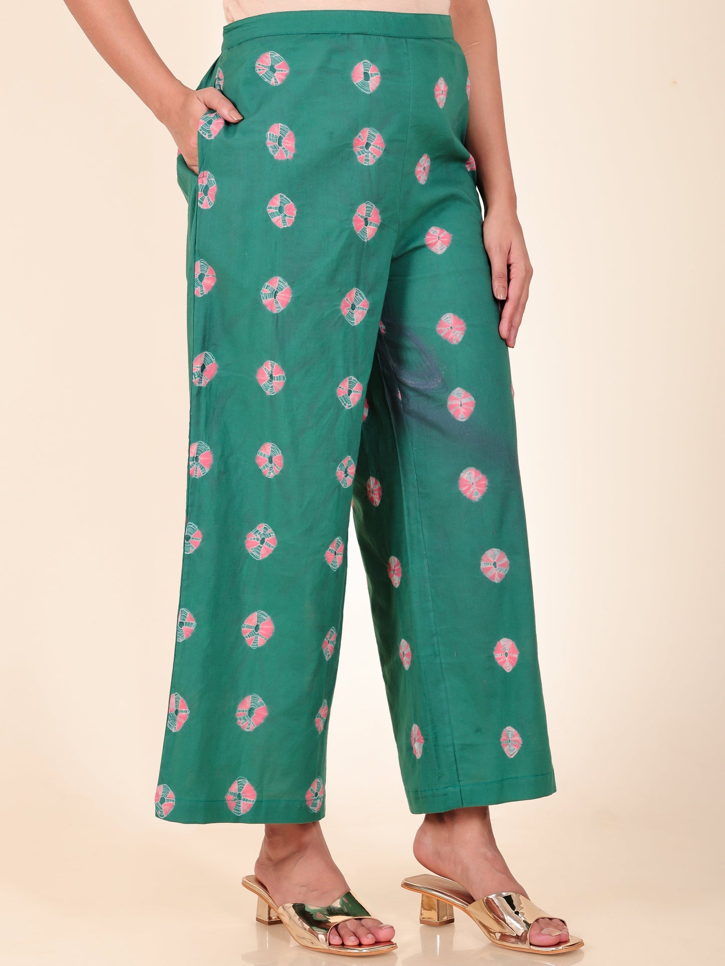 Soft Cotton Tie-Dye Green Palazzo