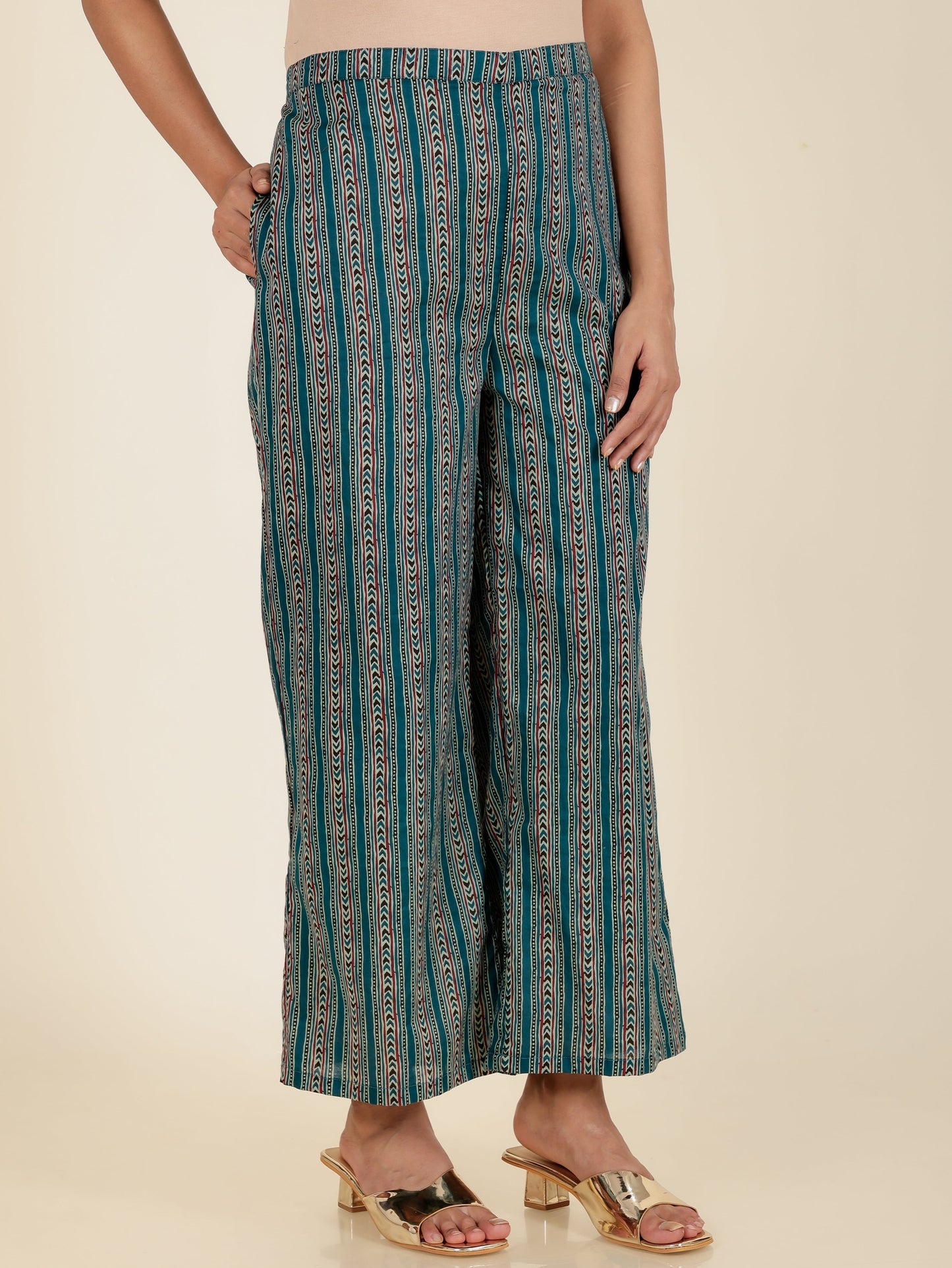 Soft Cotton Striped Blue Palazzo
