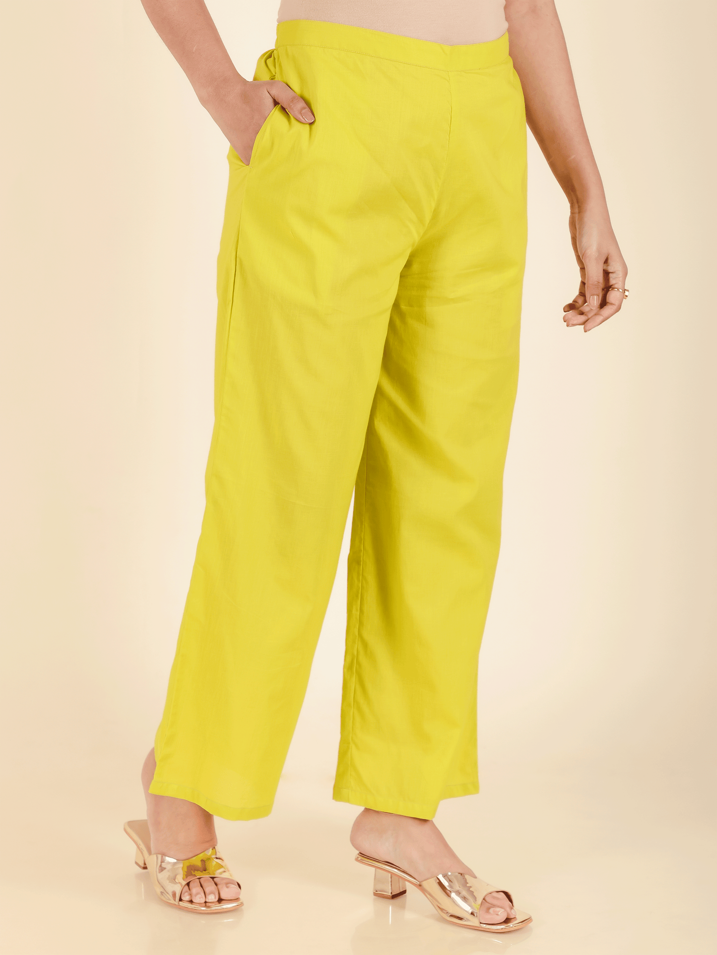 Soft Cotton Solid Yellow Palazzo