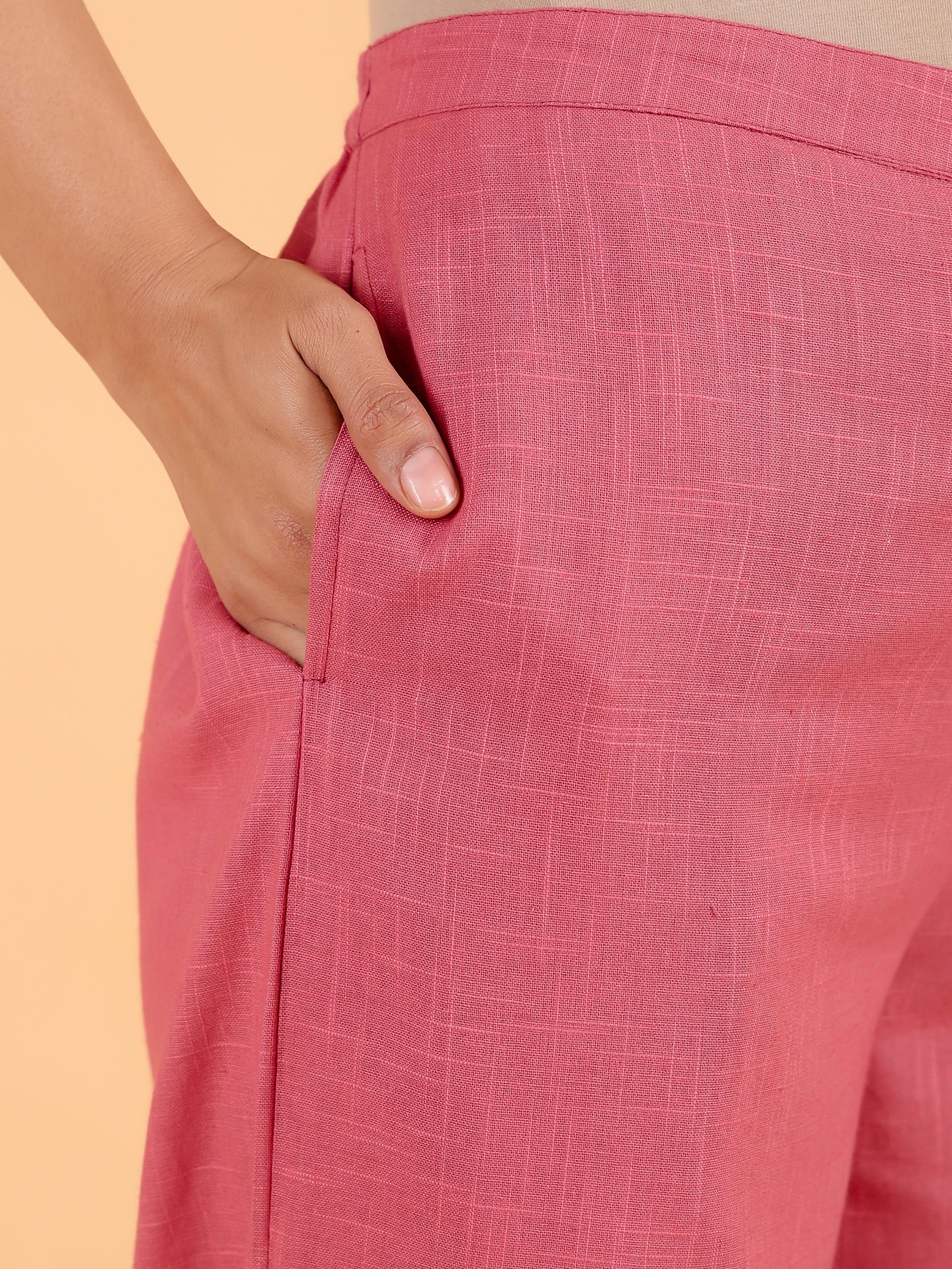 Cotton Slub Solid pink Palazzo