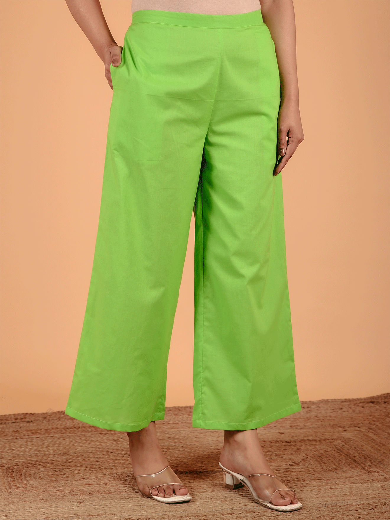 Soft Cotton Foliage Straight Cream Kurta