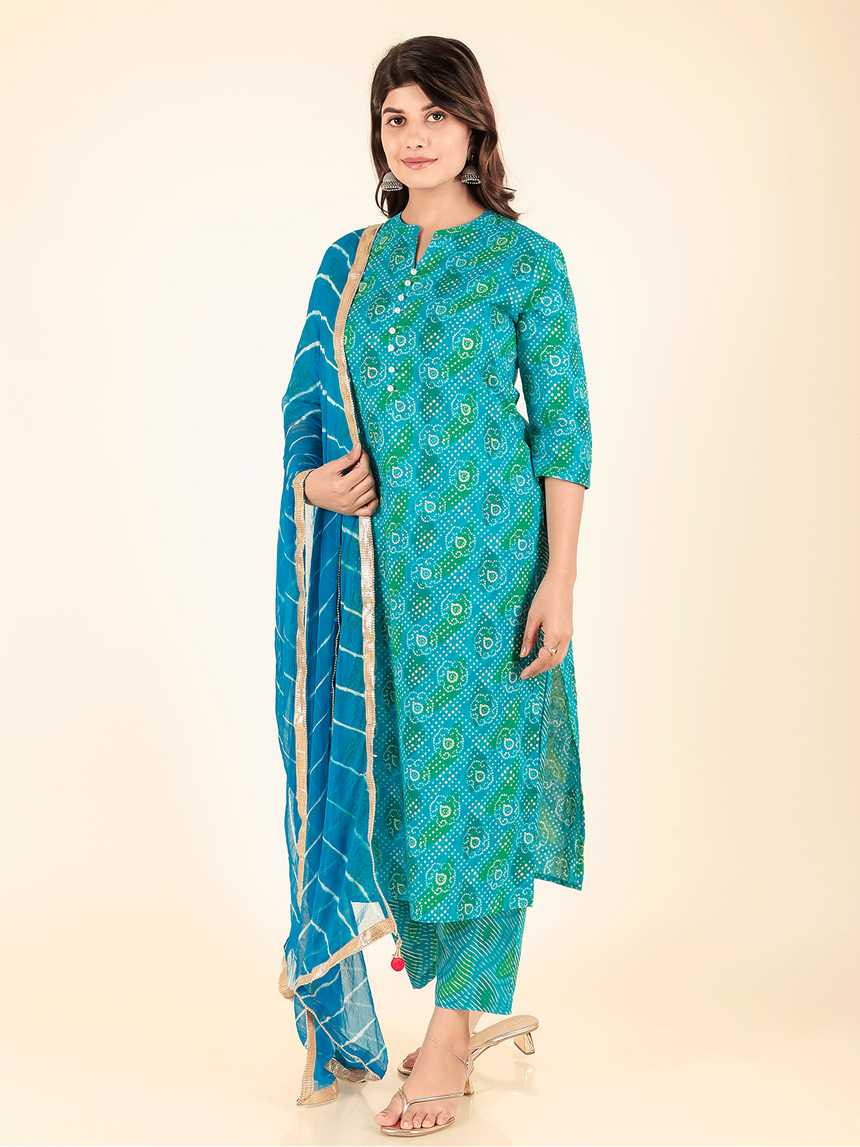 Chiffon Leheriya Blue Dupatta