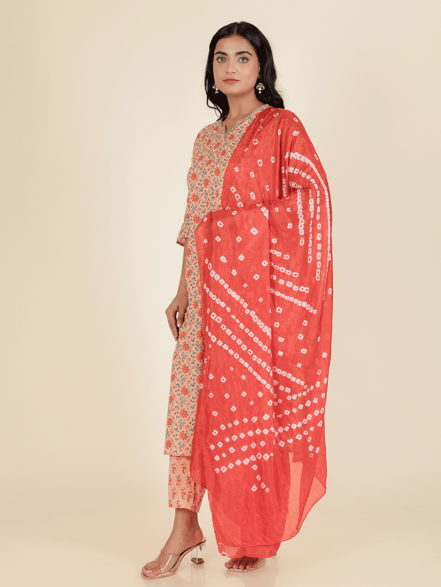 Chiffon Bandhani Orange Dupatta
