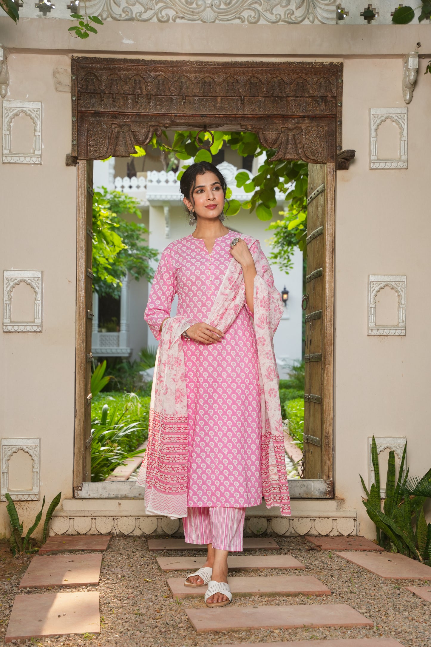 Chiffon Floral green Dupatta