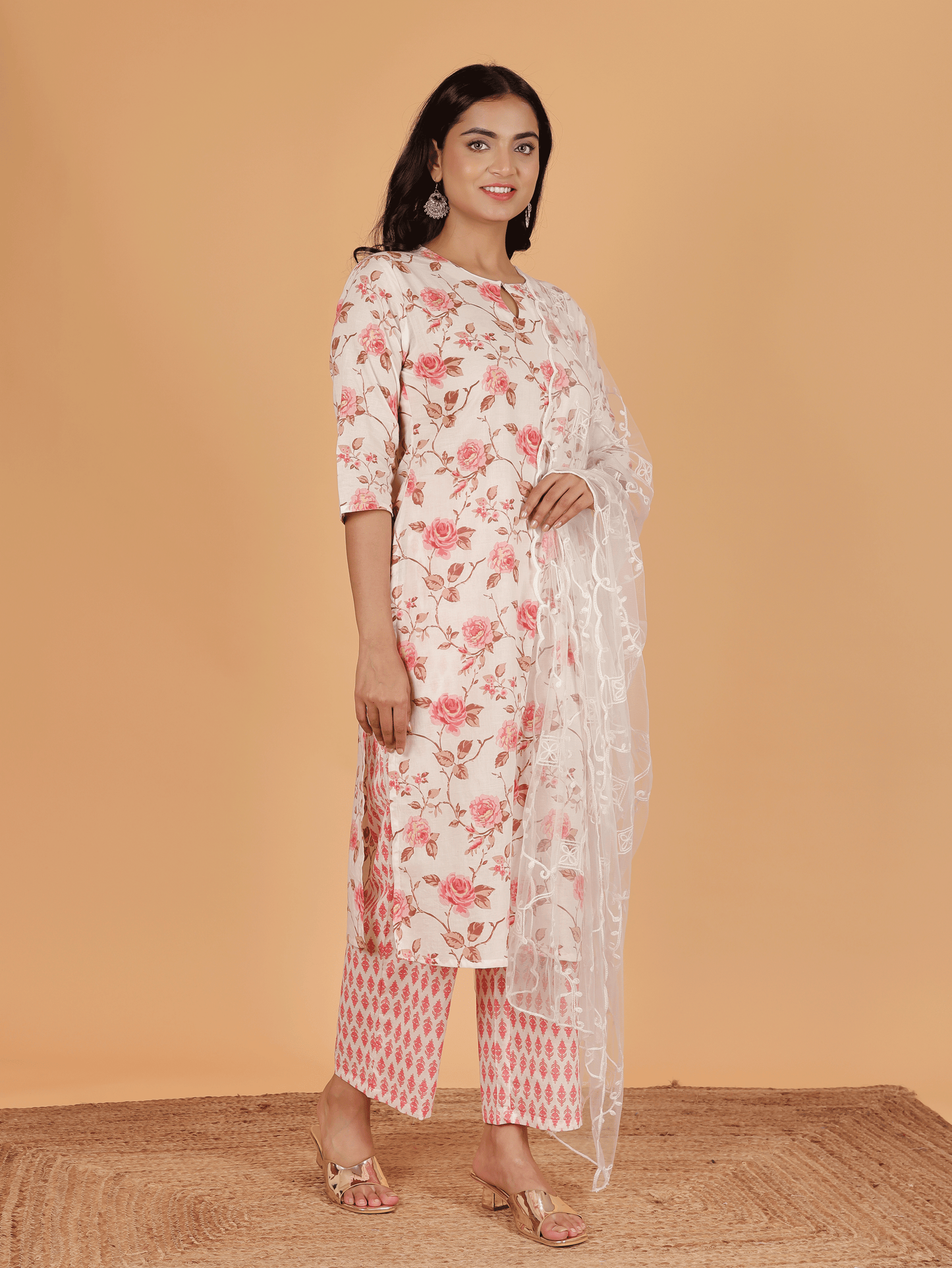 Net Solid White Dupatta