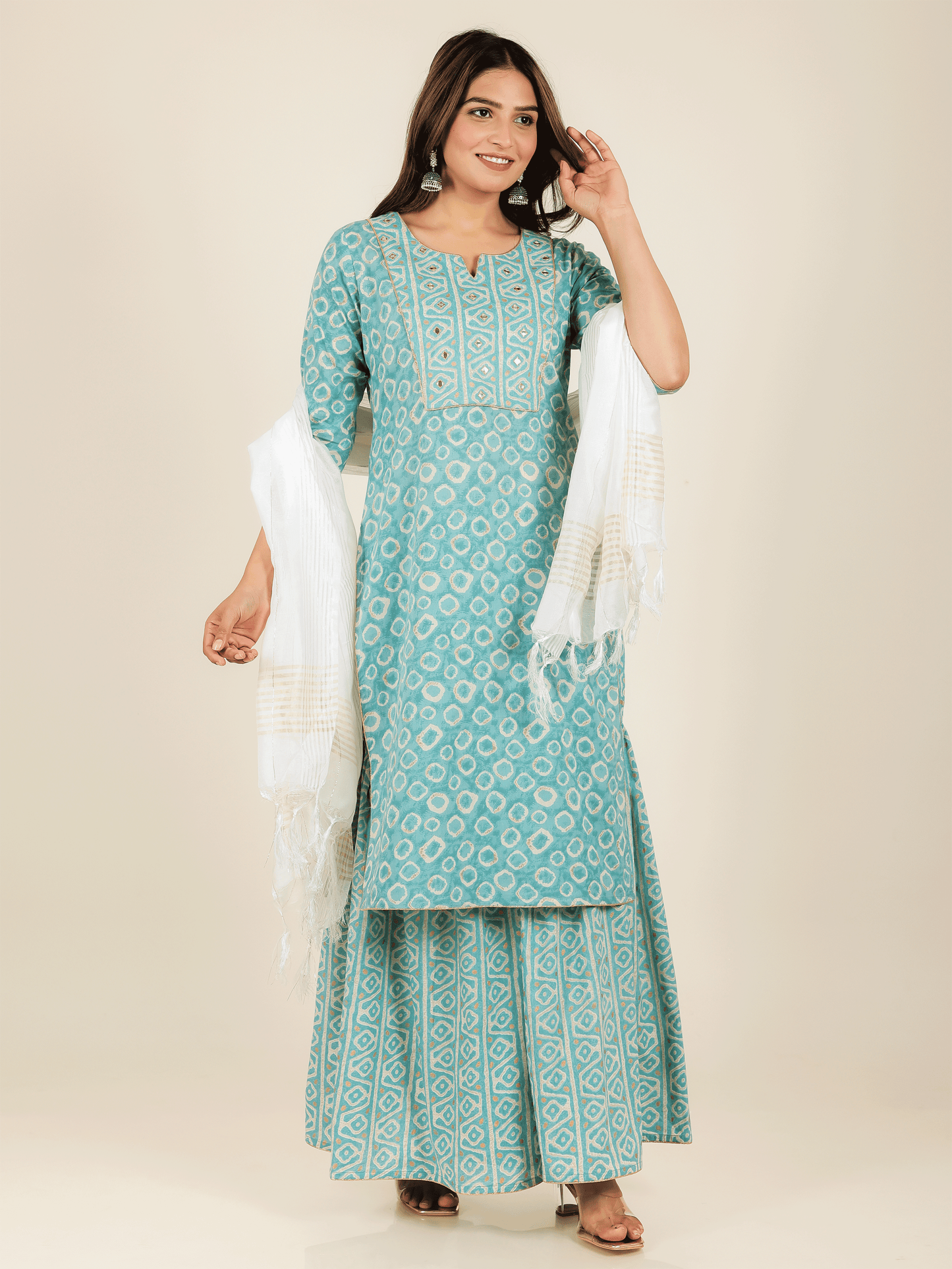 Chiffon Checkered White Dupatta