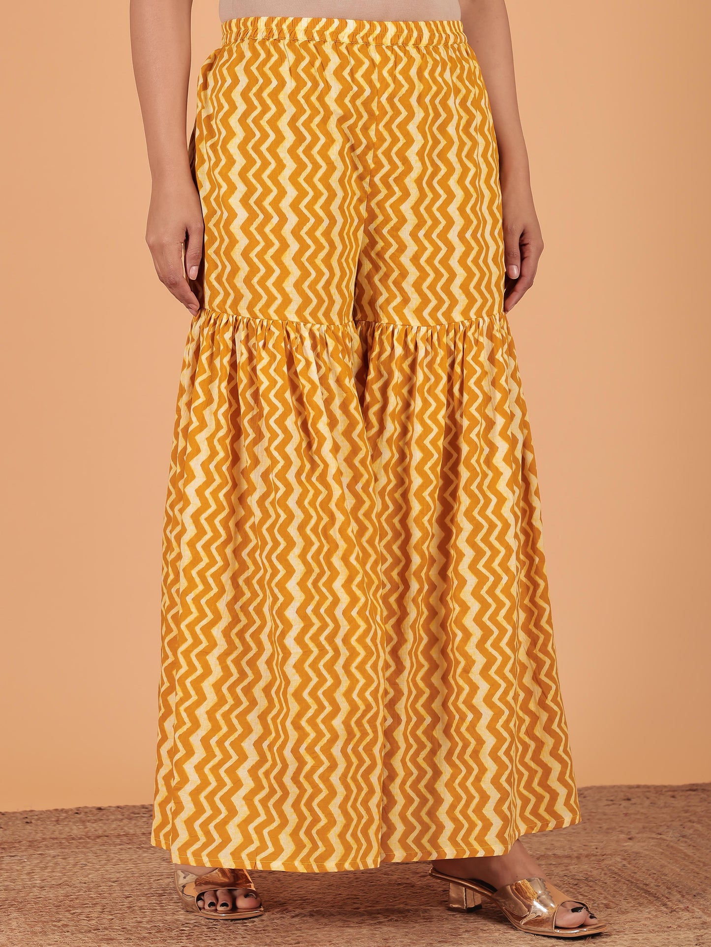 Soft Cotton Chevron Yellow Sharara