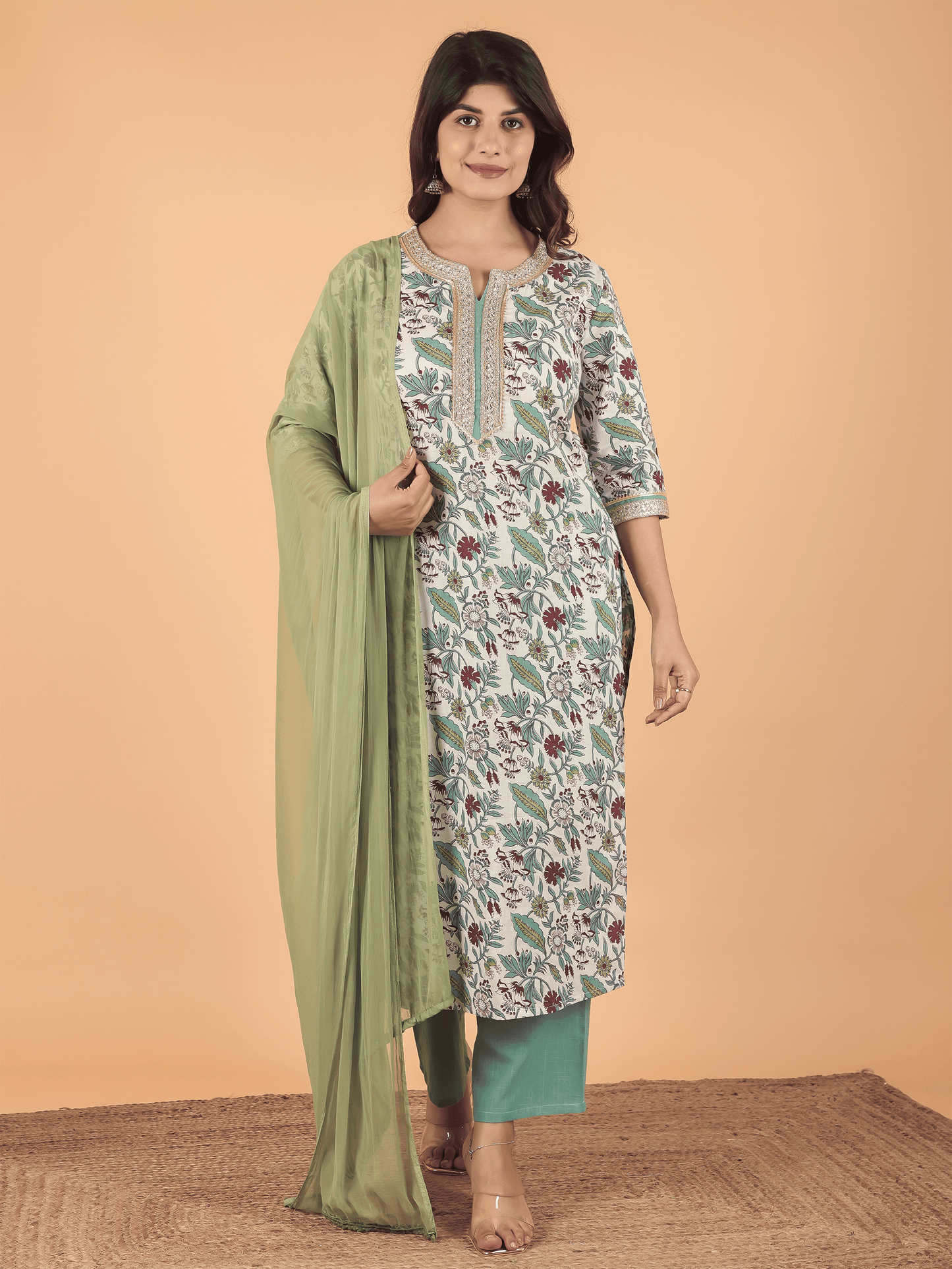 Chiffon Solid Green Dupatta