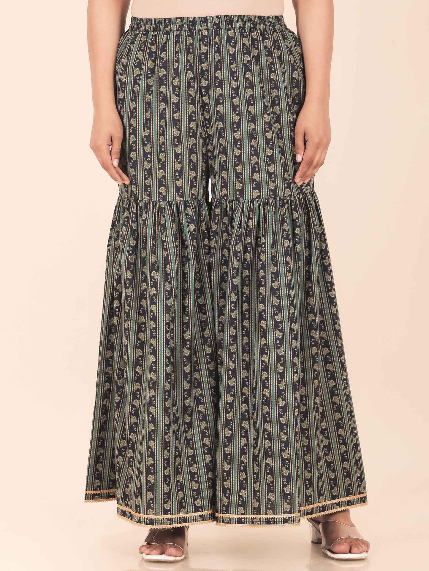 Soft Cotton Striped Blue Sharara