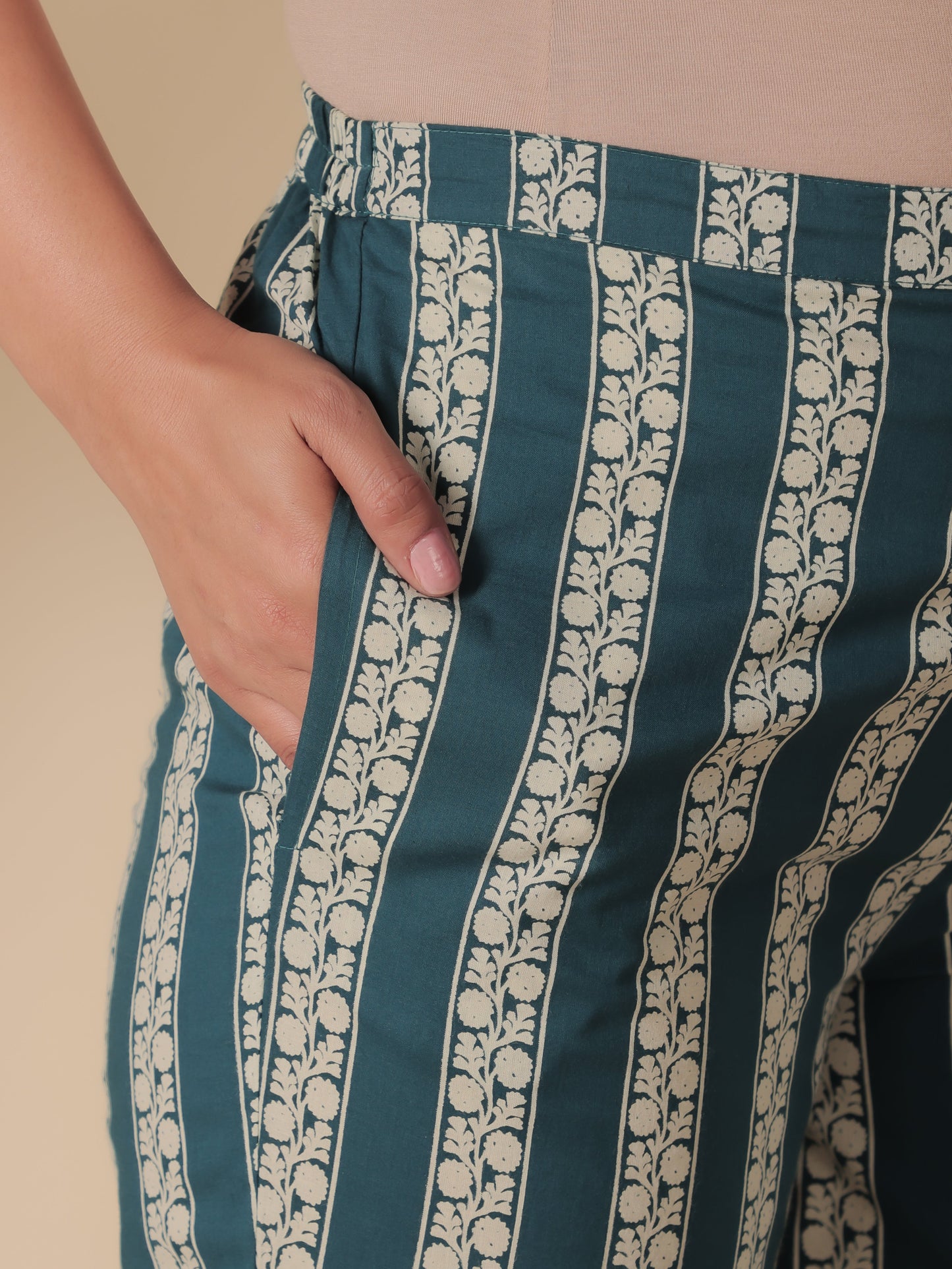 Soft Cotton Striped Blue Tapered Trousers