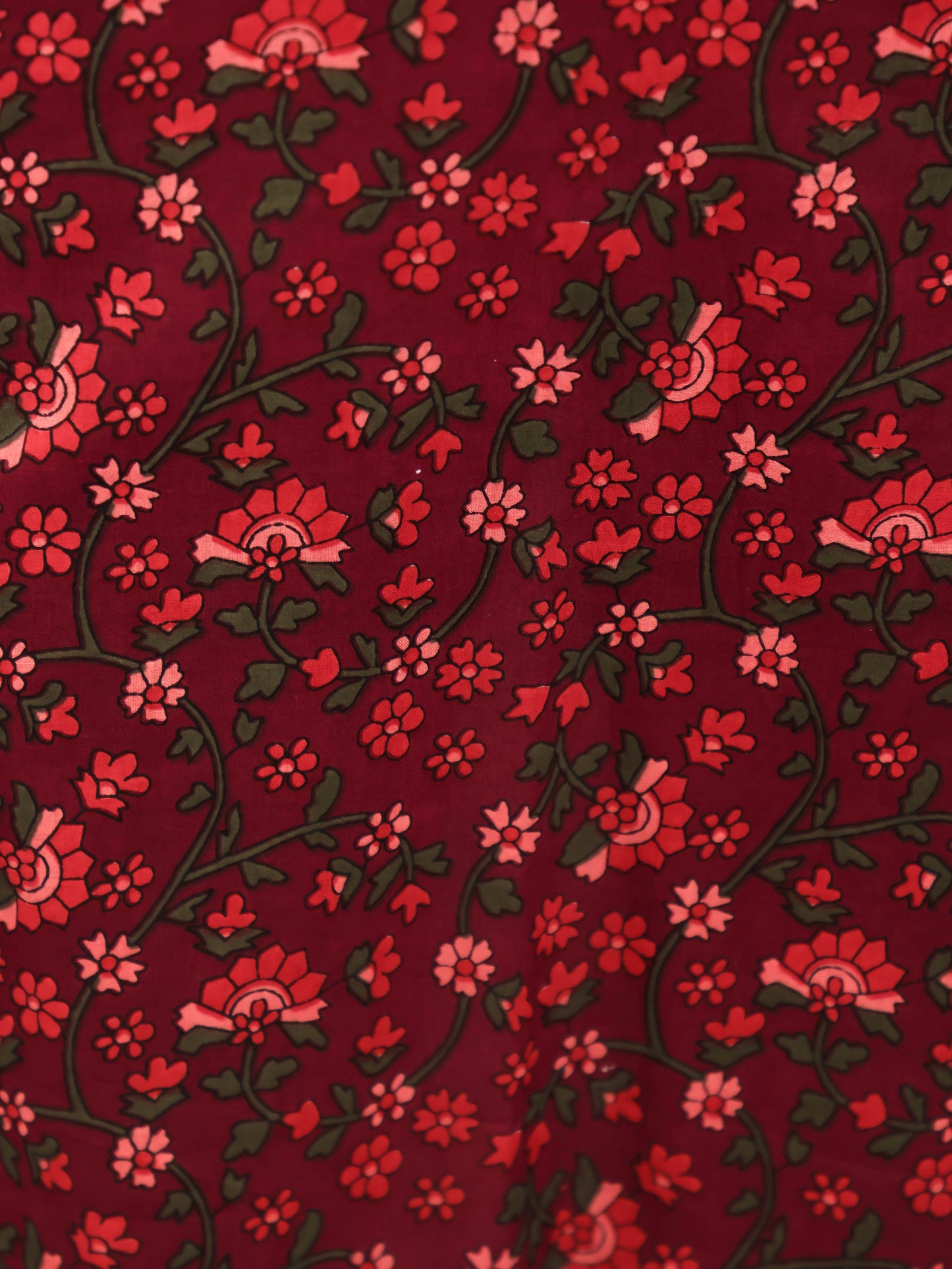 Embroidered Soft Cotton Floral A-line Maroon Kurta