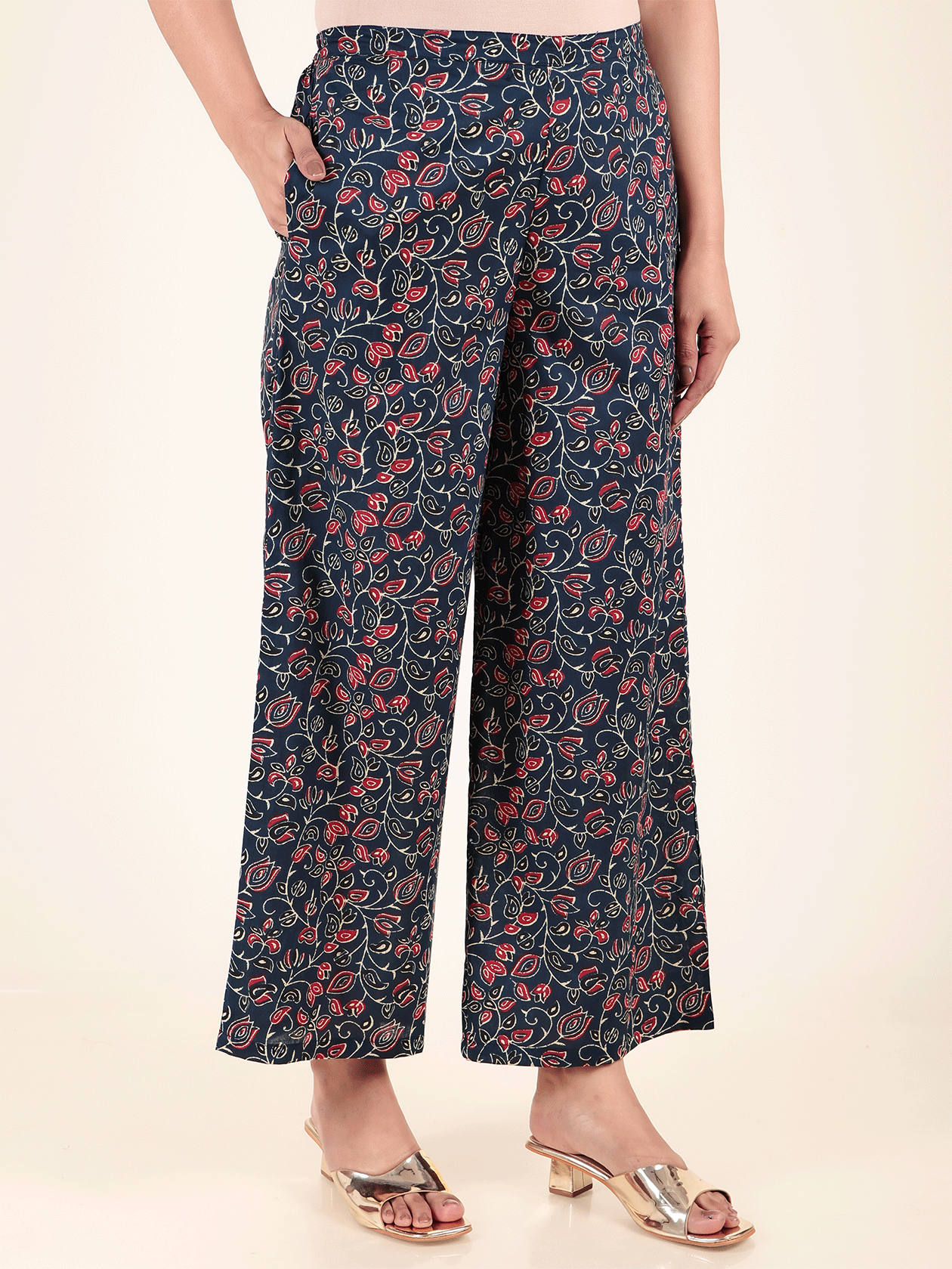 Soft Cotton Floral Pathani Blue Kurta