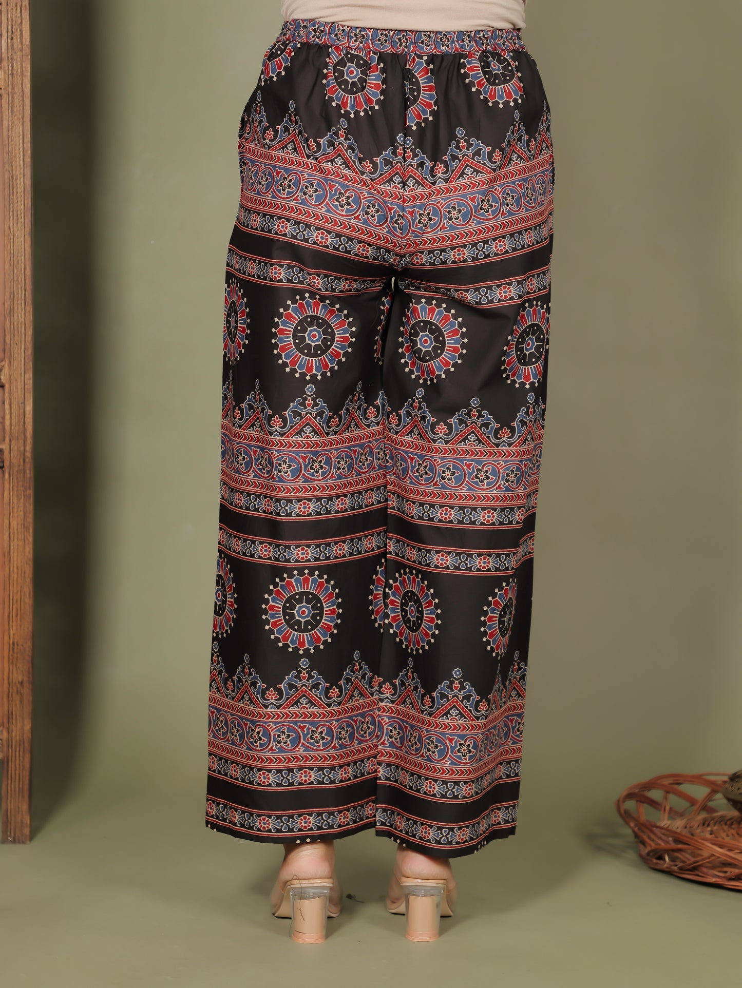 Soft Cotton Ajrakh Black Palazzo