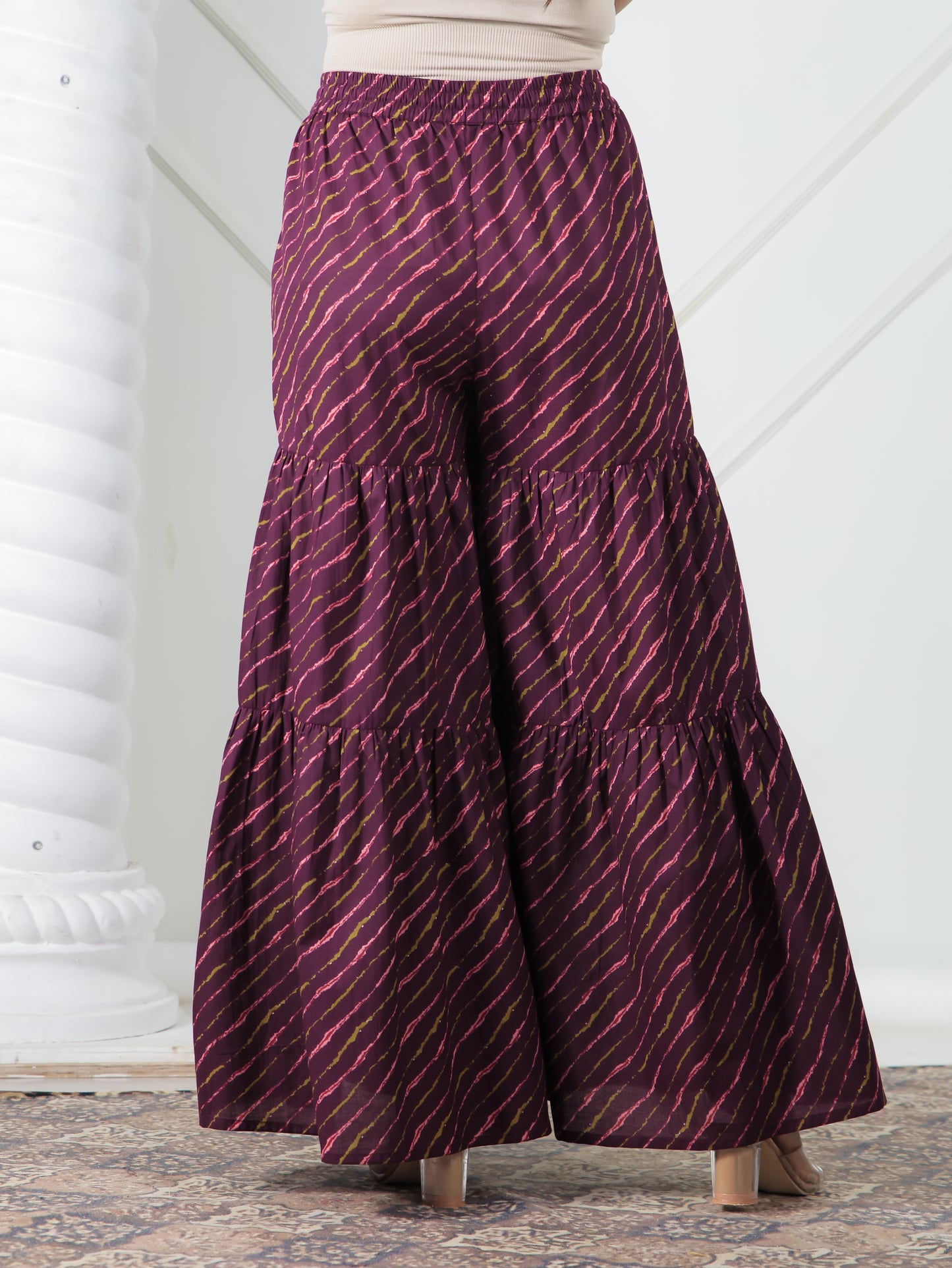 Soft Cotton Striped Purple Sh Sharara