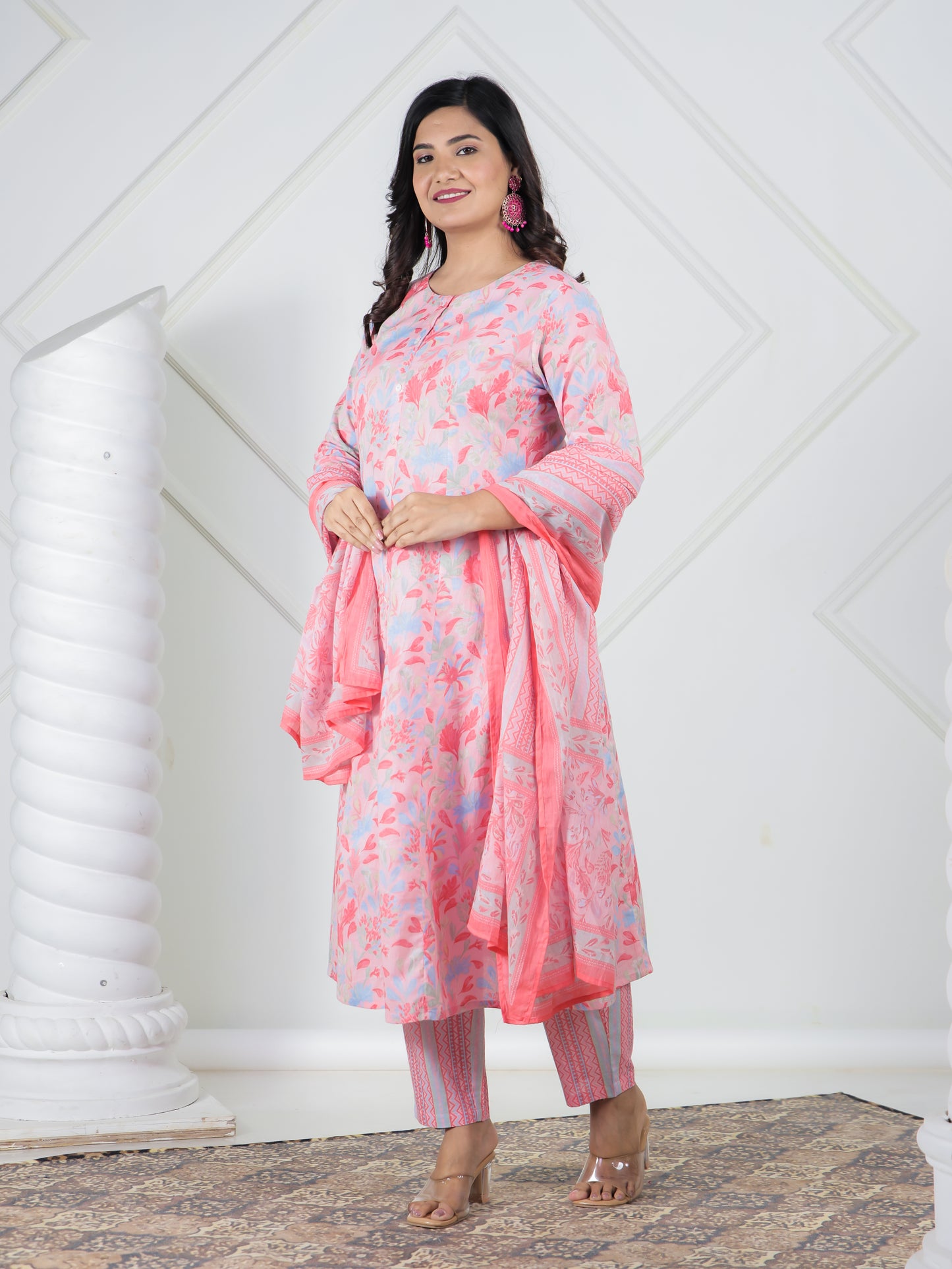 Cotton Voile Striped Peach Dupatta
