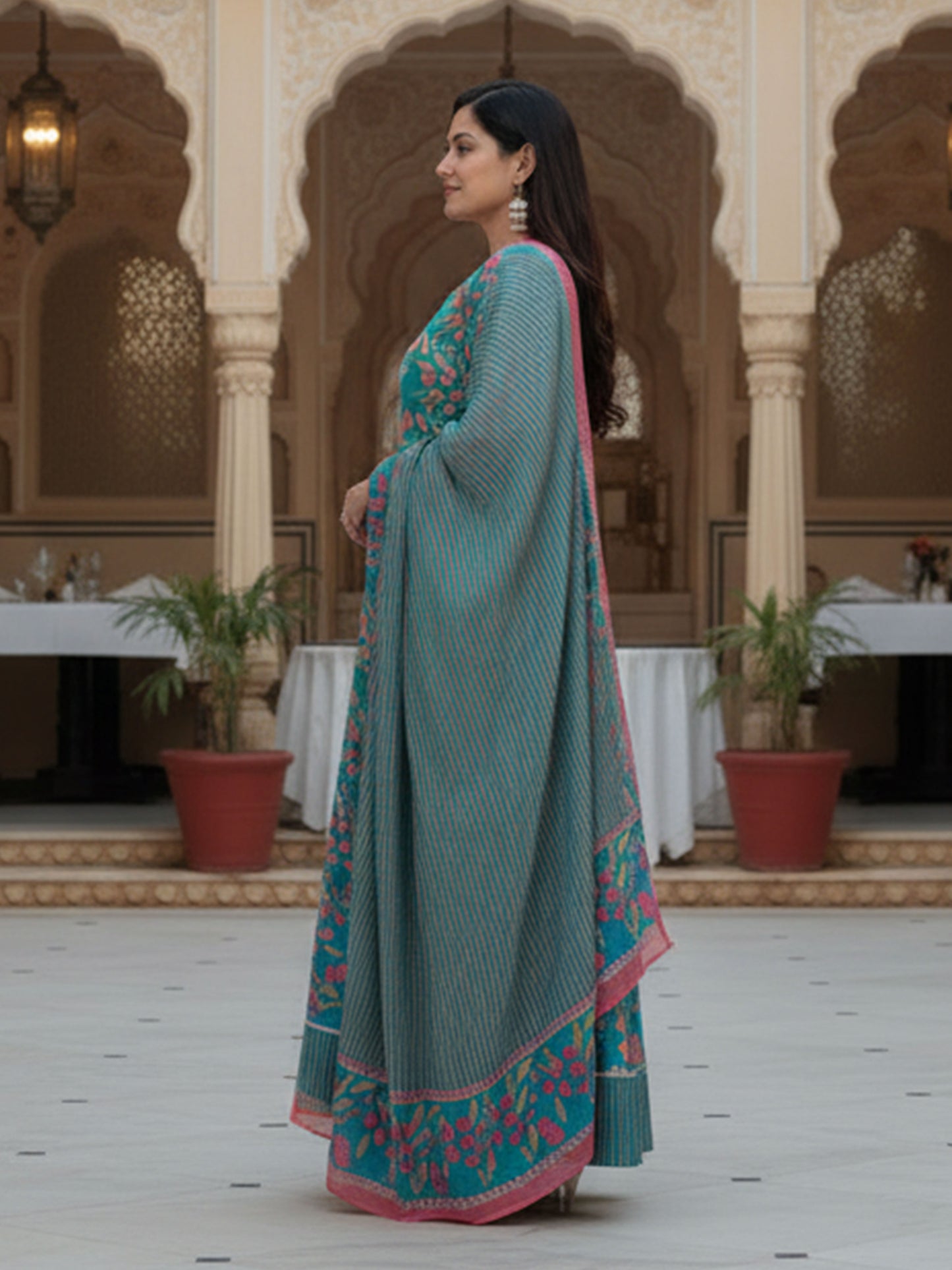 Soft Cotton Striped Green Dupatta