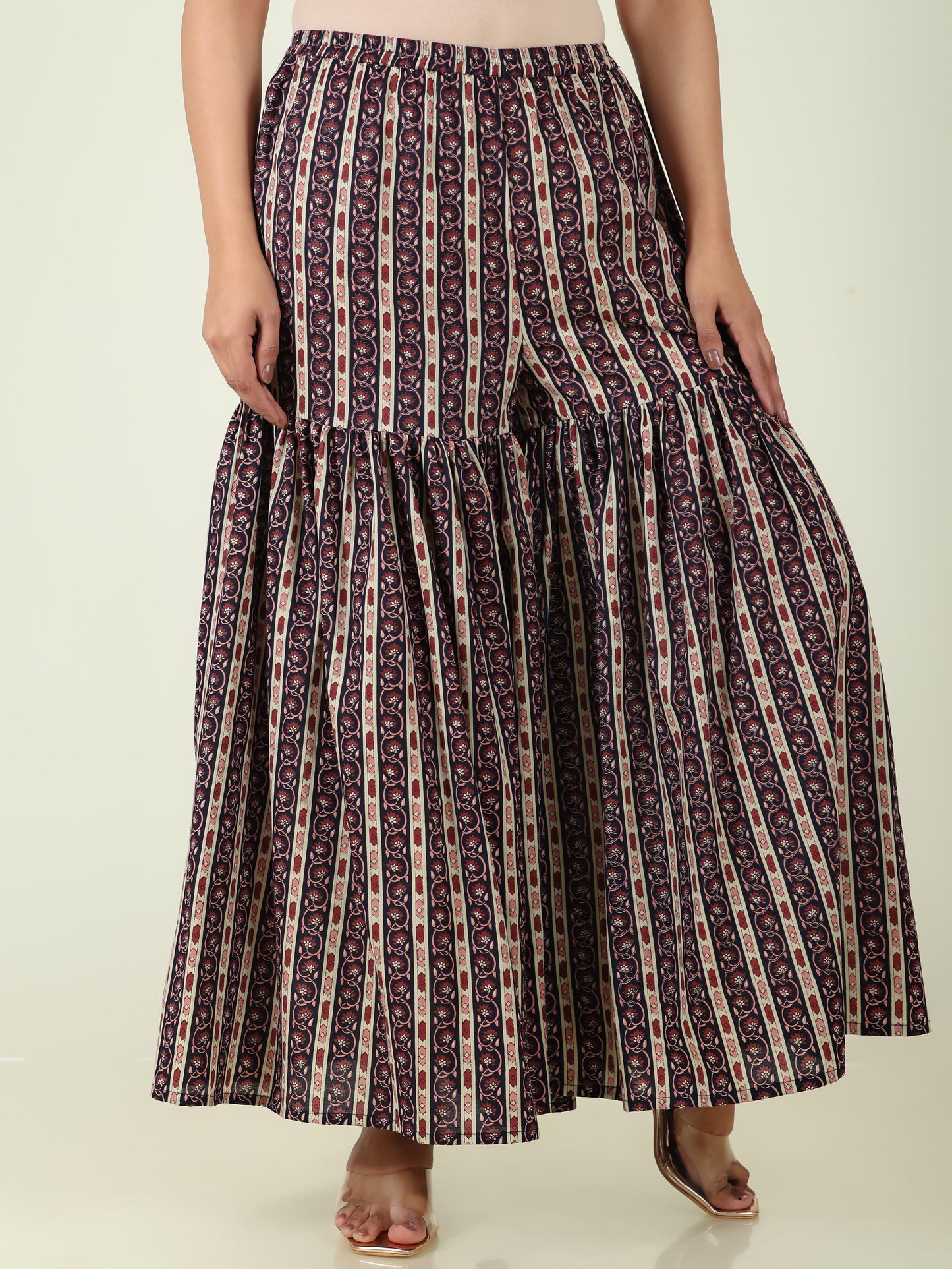 Soft Cotton Striped Blue Sharara