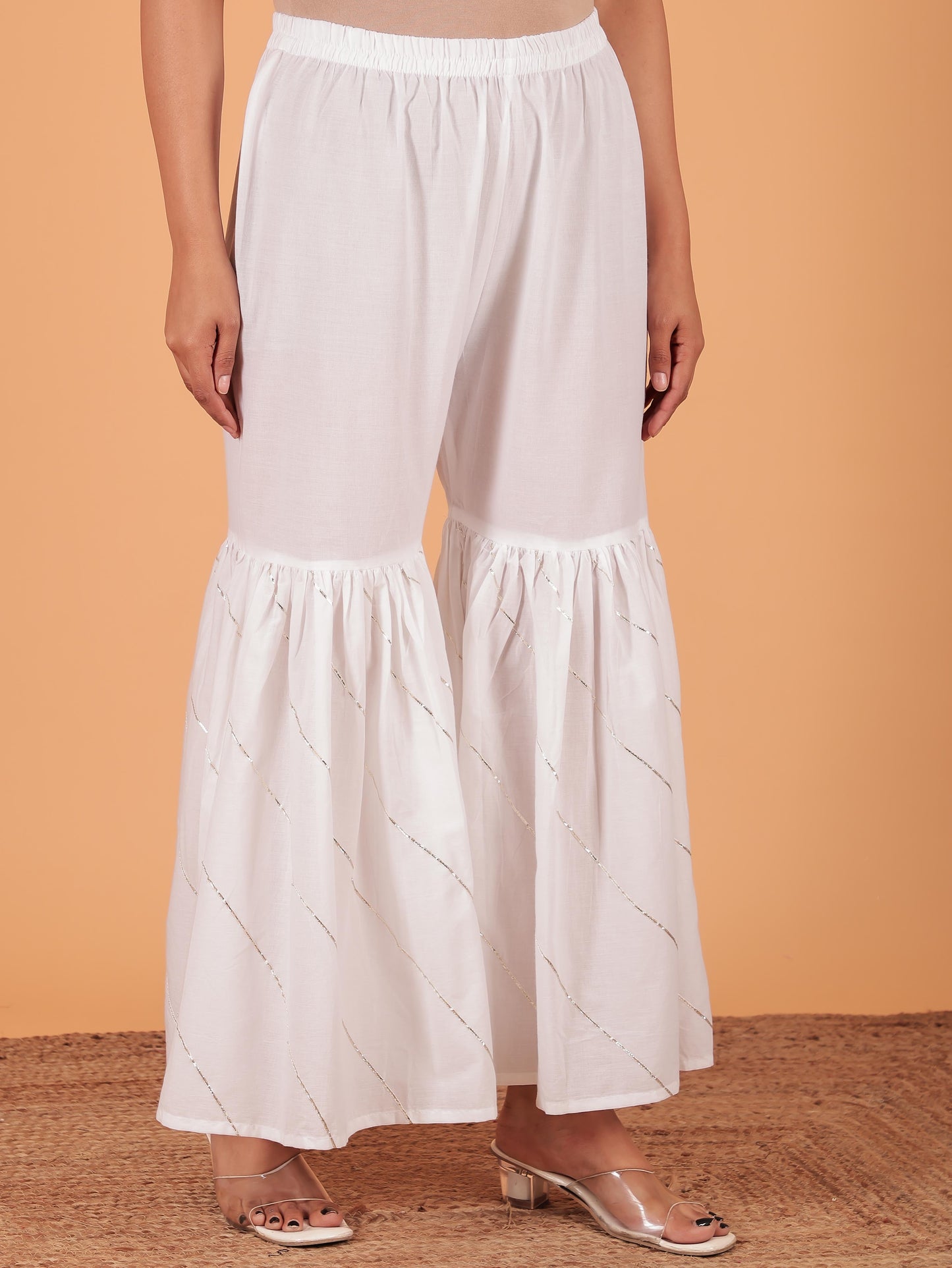 Soft Cotton Solid white Sharara