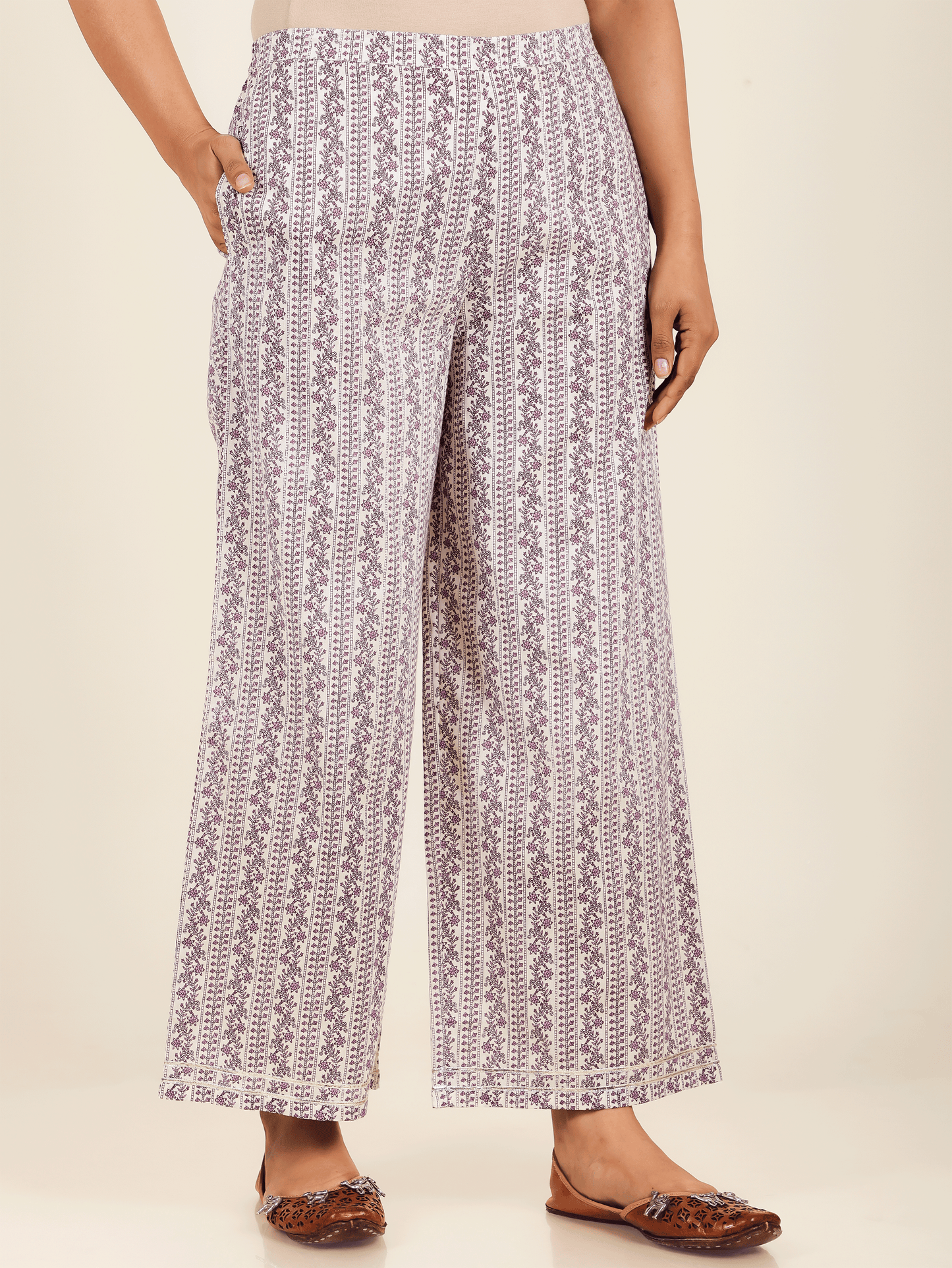 Soft Cotton Striped Purple Palazzo
