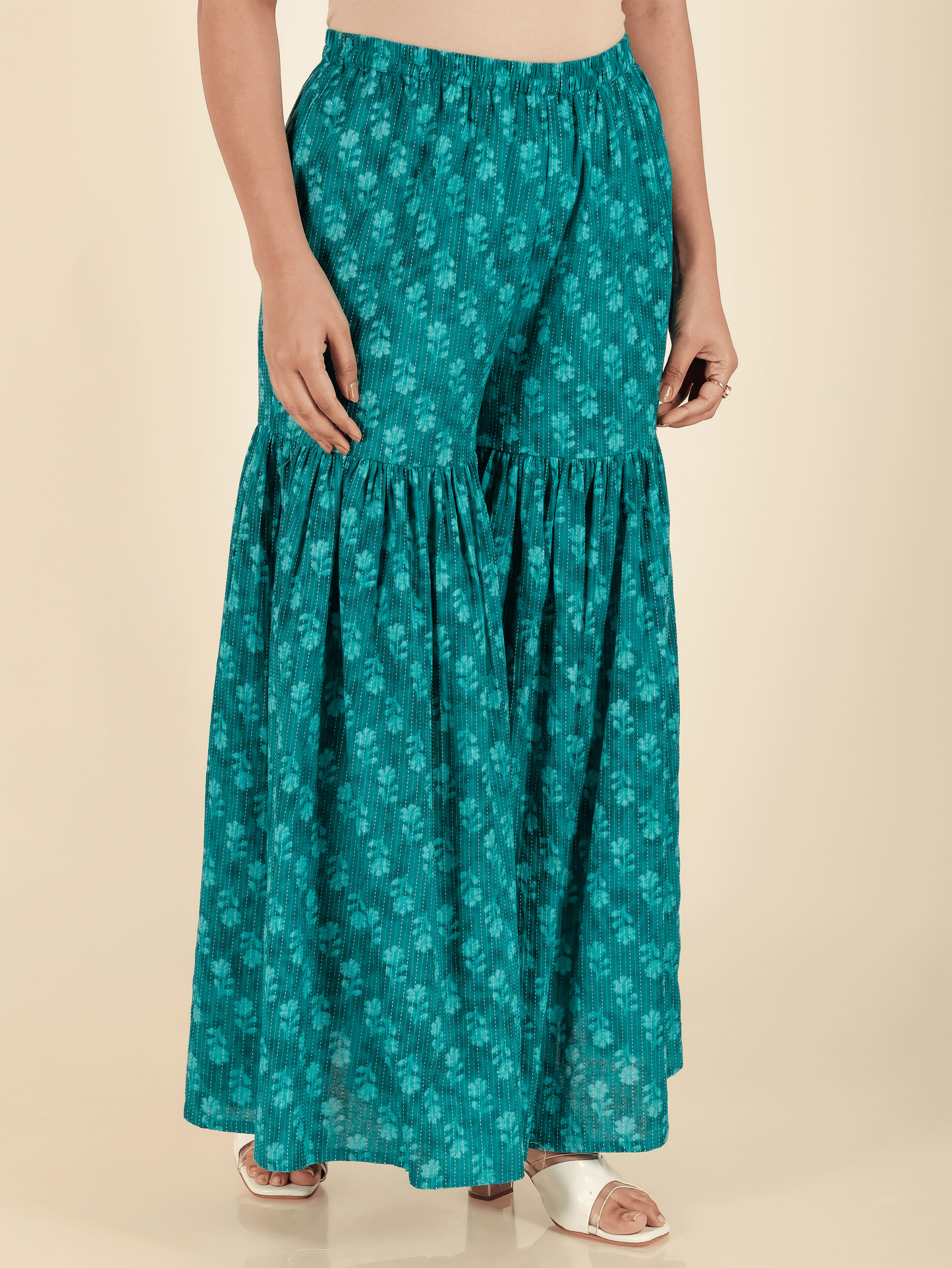 Kantha Cotton Floral Green Sharara