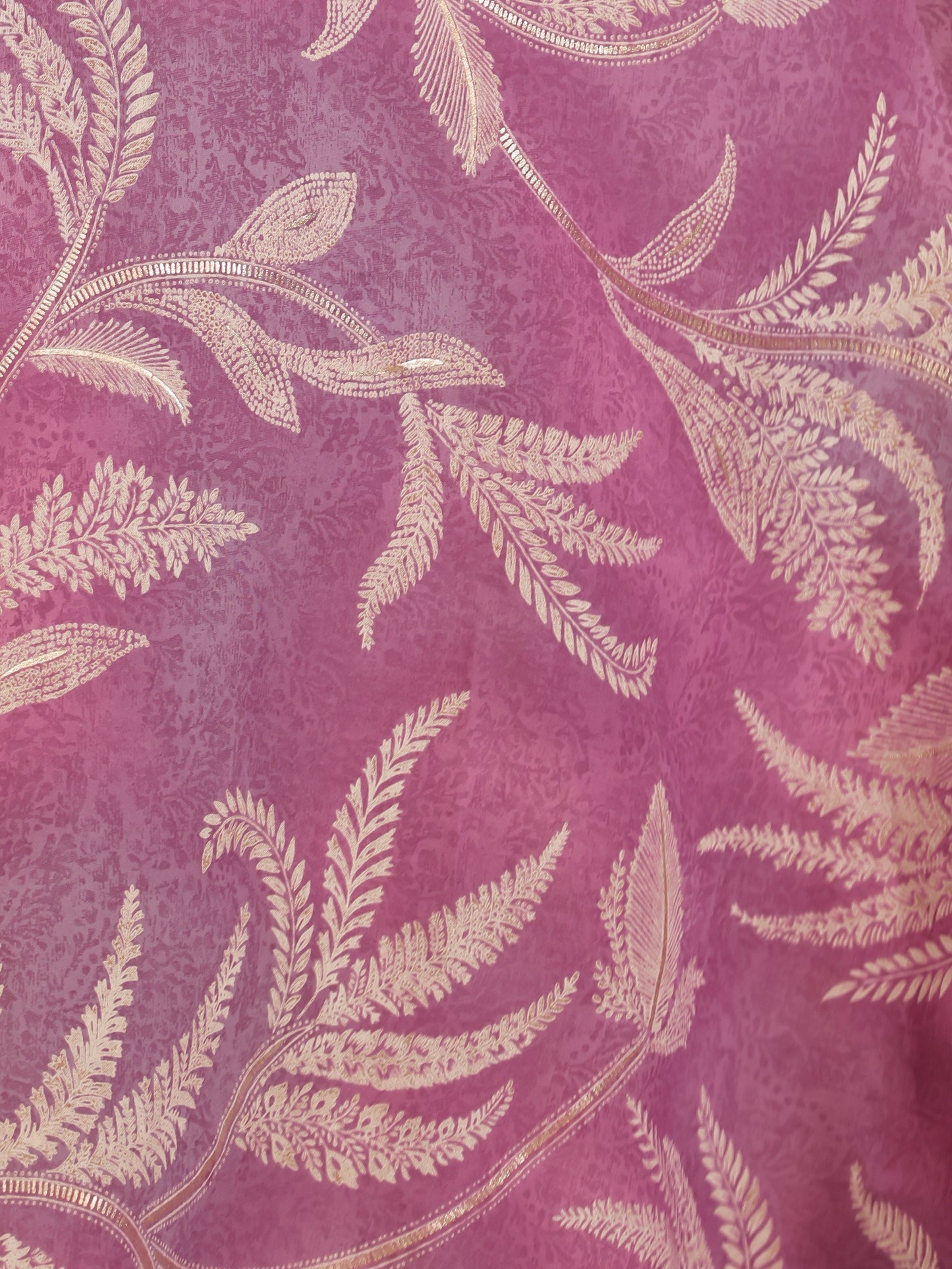 Blended Silk Floral Anarkali Purple Dress