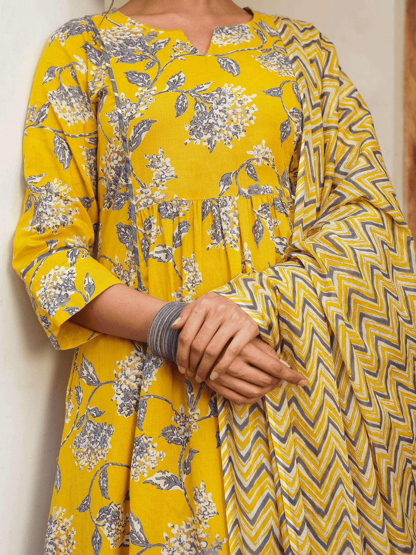 Cotton Voile Chevron Yellow Dupatta