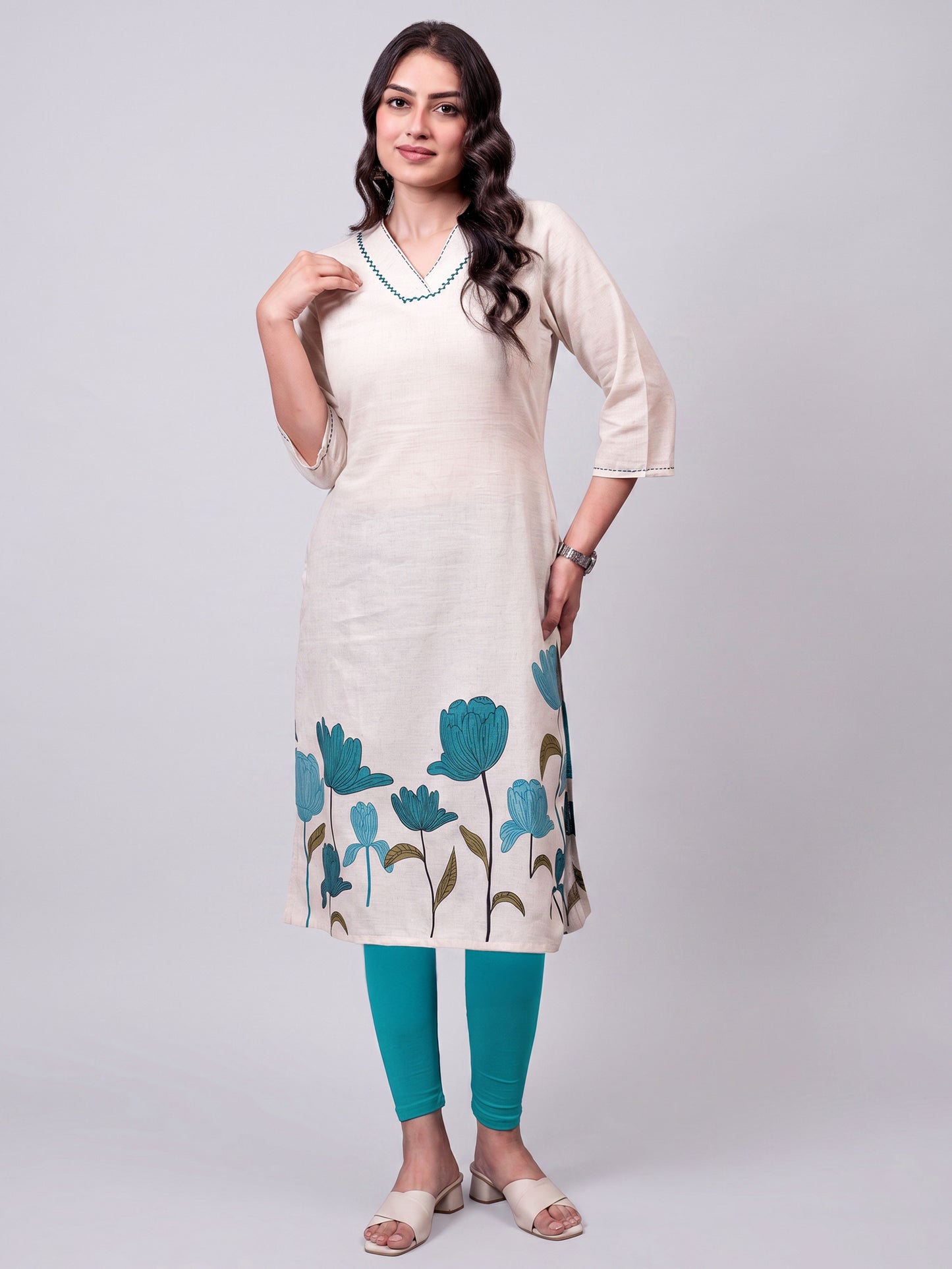 Knit Solid Turquoise Leggings