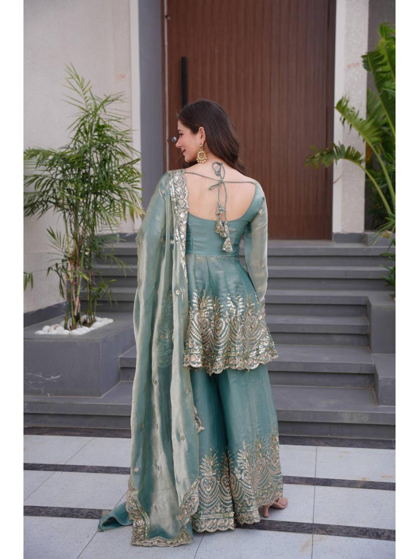 Kurta With Palazzo And Dupatta (Set of 3)