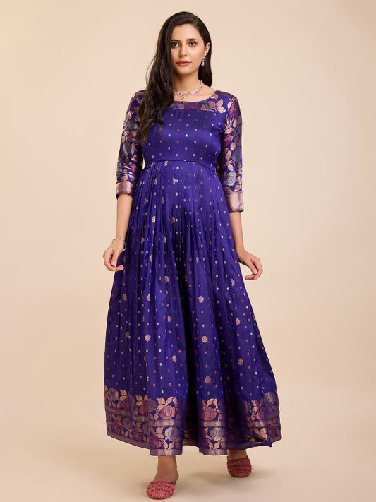 Tasarika Ethnic Motifs Woven Round Neck Maxi Dress