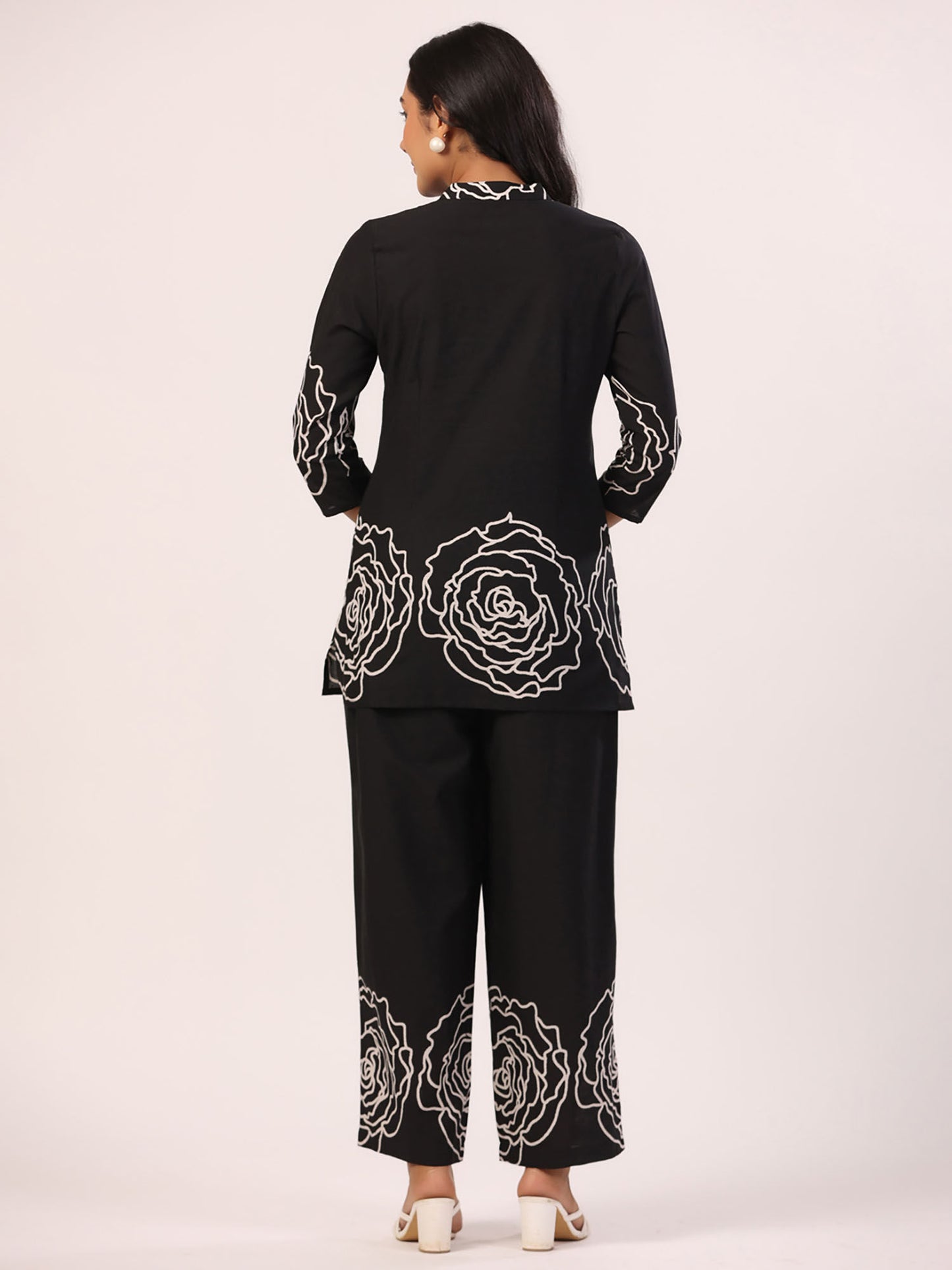 Black Printed Top with Pant (Set of 2)