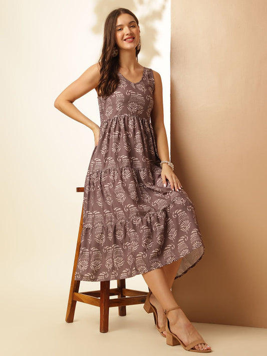 Anouk Women Ethnic Motifs Printed Cotton Fit & Flare Midi Dress