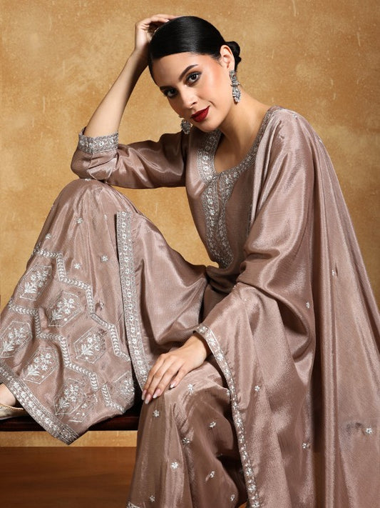 Varanga Floral Yoke Design Zari Straight Kurta