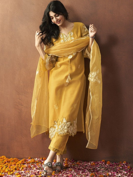 AUTUMN LANE Women Ethnic Motifs Embroidered Regular Sequinned Kurta