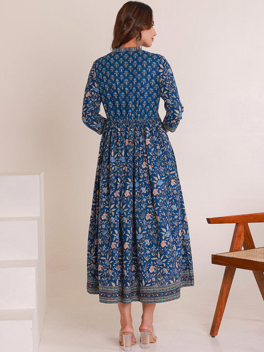 GULAB CHAND TRENDS Women Ethnic Motifs Printed Thread Work Floral Anarkali Kurta